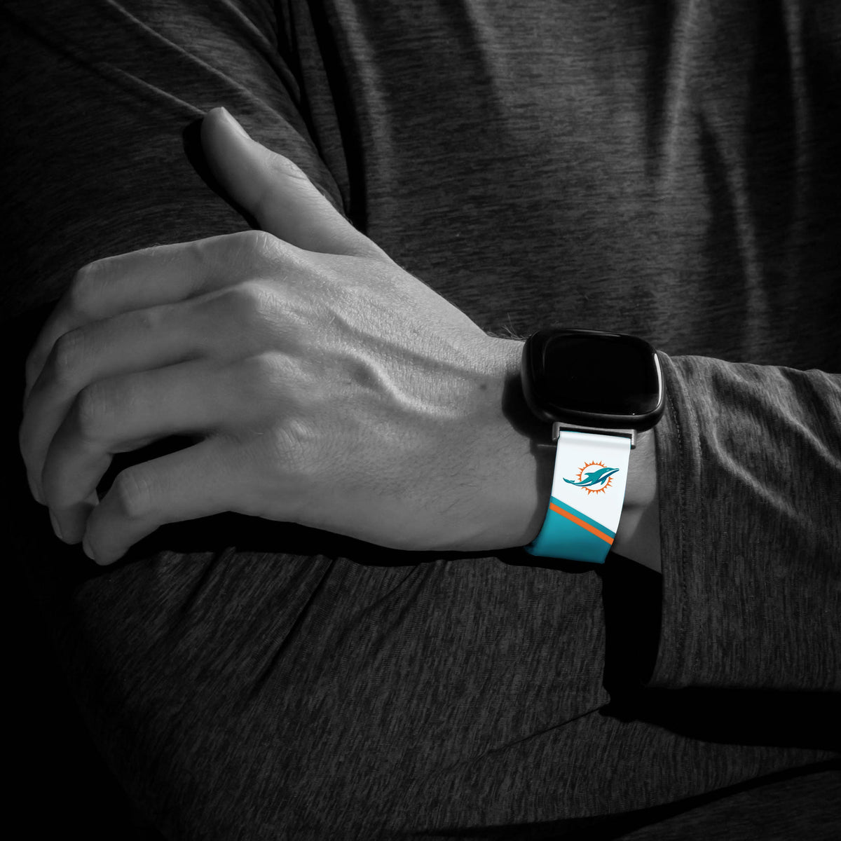 Miami Dolphins HD Champion Series Fitbit Versa 3 &amp; Sense Watch Band