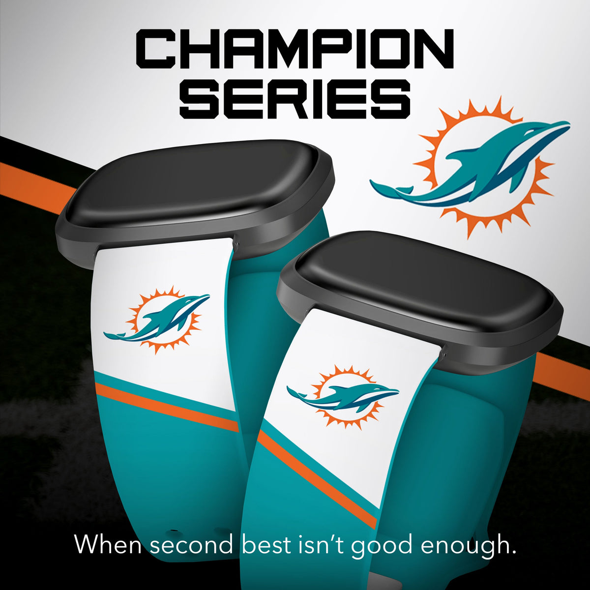 Miami Dolphins HD Champion Series Fitbit Versa 3 &amp; Sense Watch Band