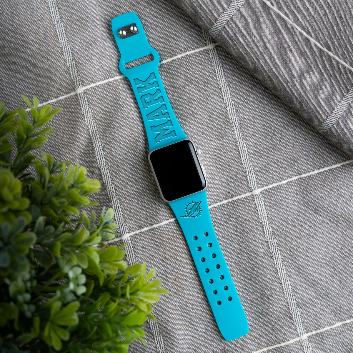 Miami Dolphins Custom Engraved Apple Watch Band