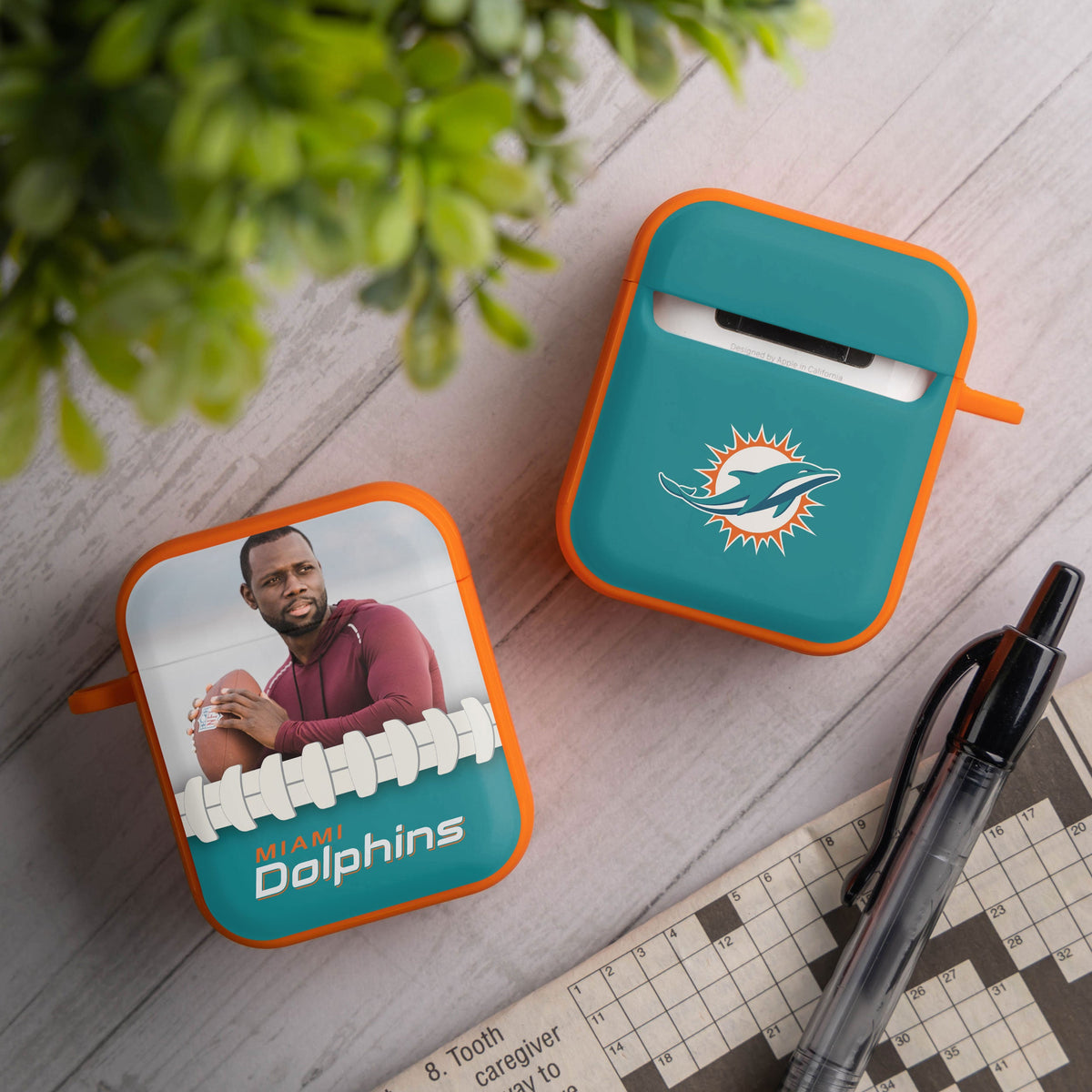 Miami Dolphins Custom Photo HDX Apple AirPods Gen 1 &amp; 2 Case Cover