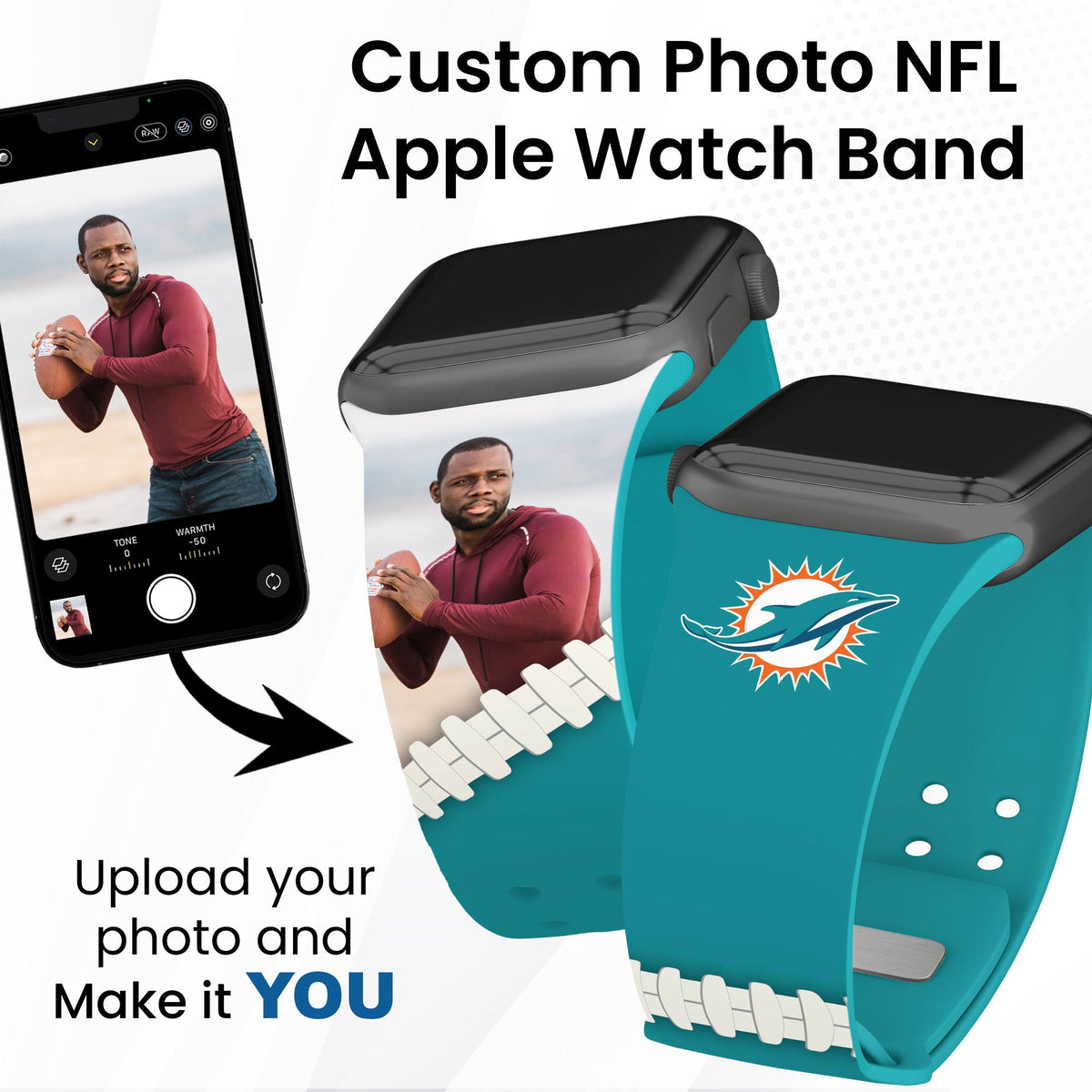 Miami Dolphins Custom Photo HD Apple Watch Band