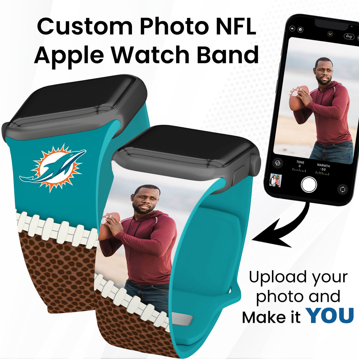 Miami Dolphins Custom Photo HD Apple Watch Band