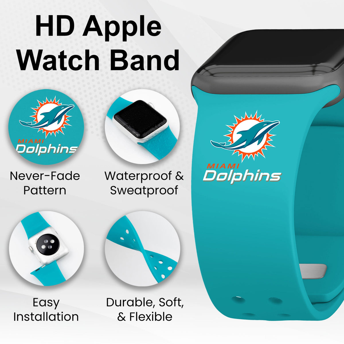 GAME TIME Miami Dolphins HD Elite Edition Apple Watch Band