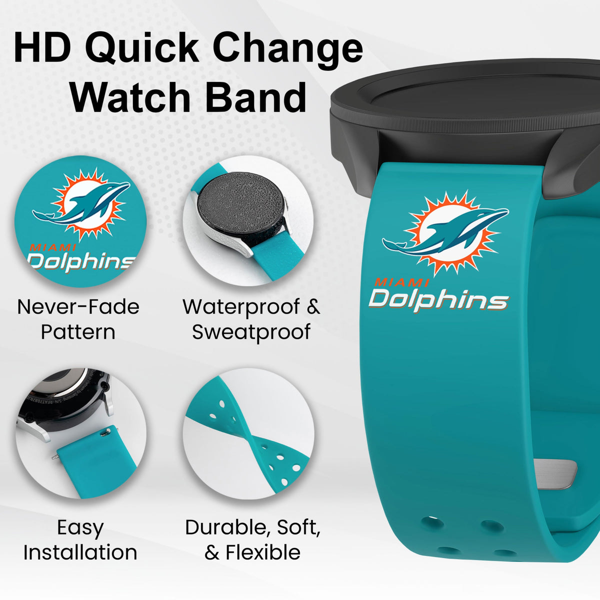 GAME TIME Miami Dolphins HD Elite Edition Samsung Galaxy Watch Band