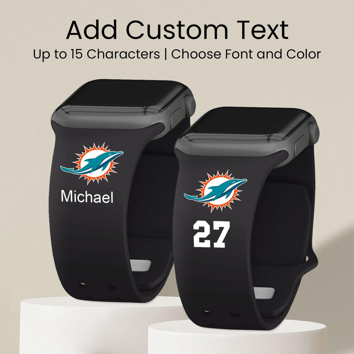 Miami Dolphins Custom Name HD Apple Watch Band