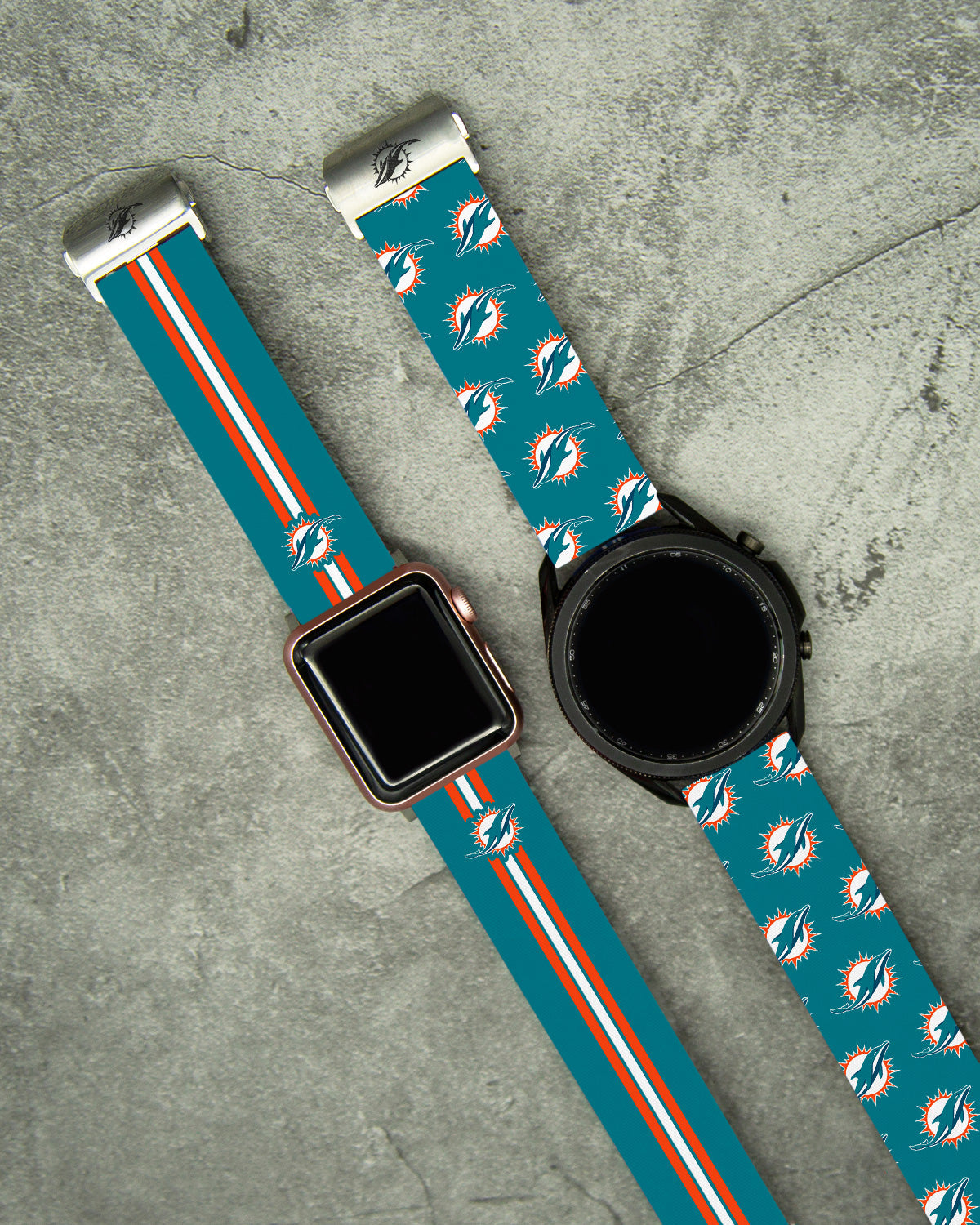 Miami Dolphins Full Print Watch Band With Engraved Buckle - AffinityBands