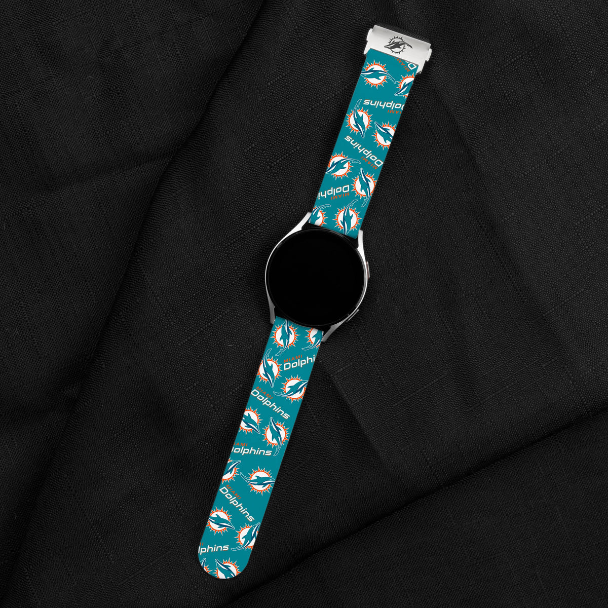 Game Time Miami Dolphins Signature Series Quick change Watch Band With Engraved Buckle