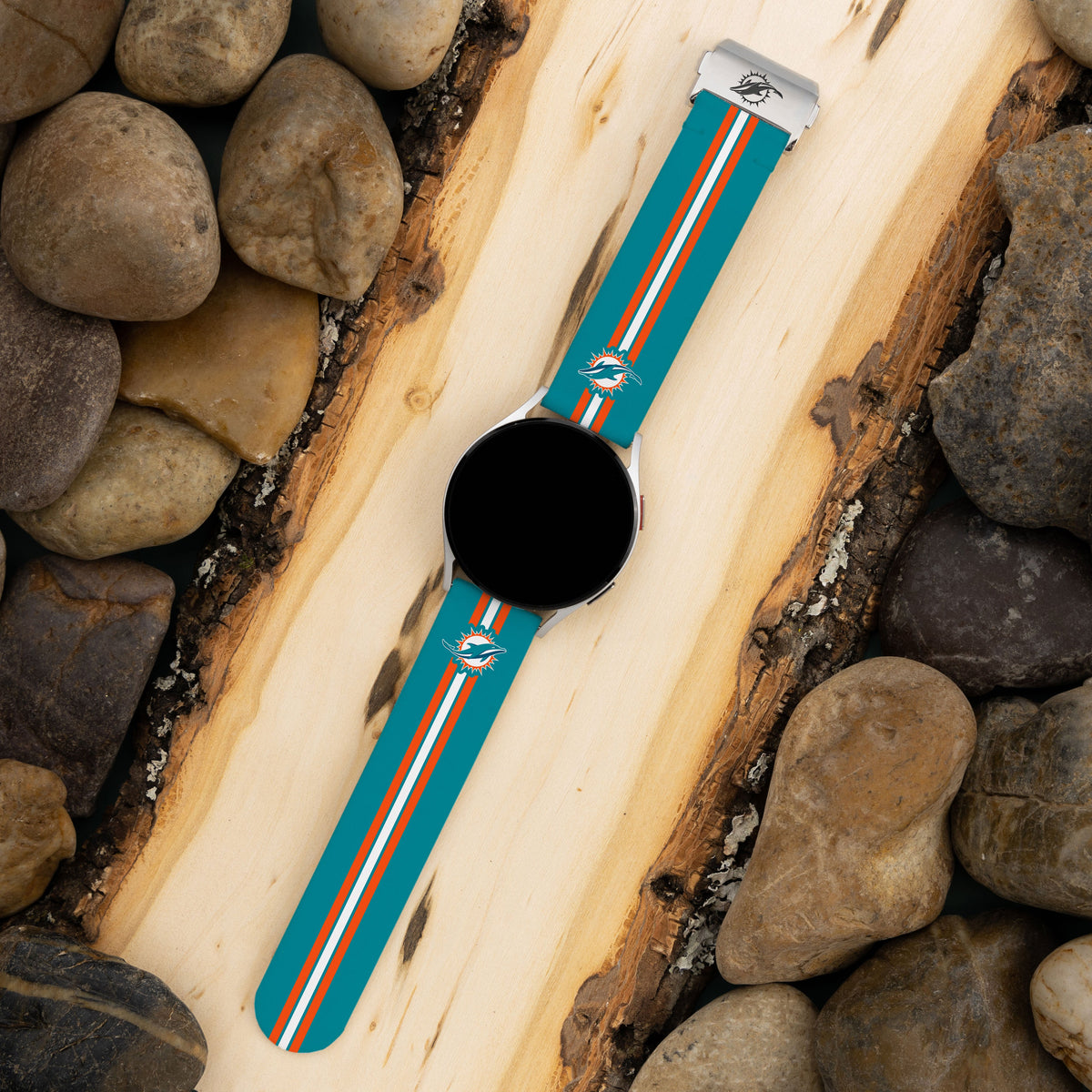 Game Time Miami Dolphins Signature Series Quick change Watch Band With Engraved Buckle