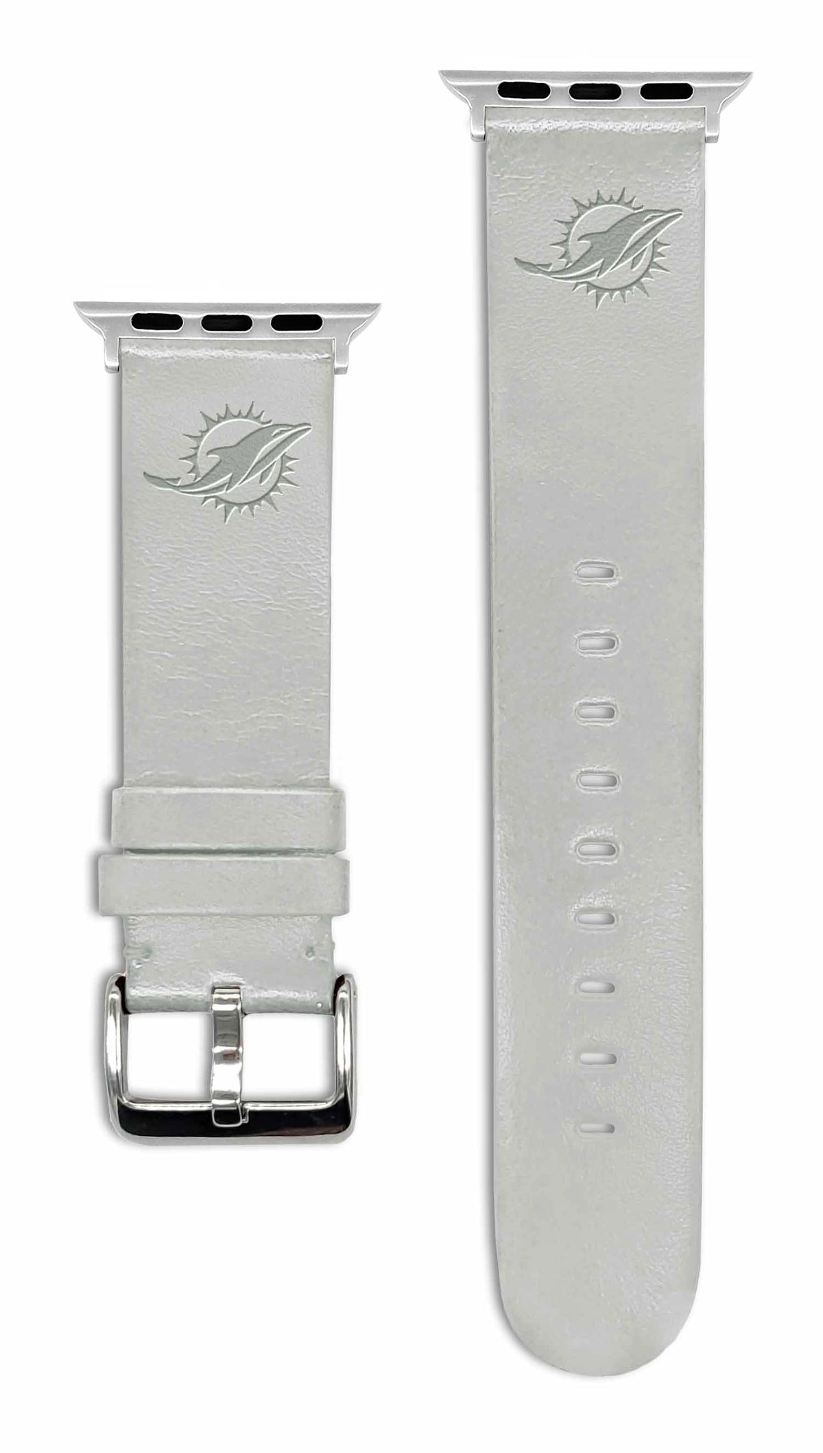 Game Time Miami Dolphins Apple Leather Watch Band - USA Sewn