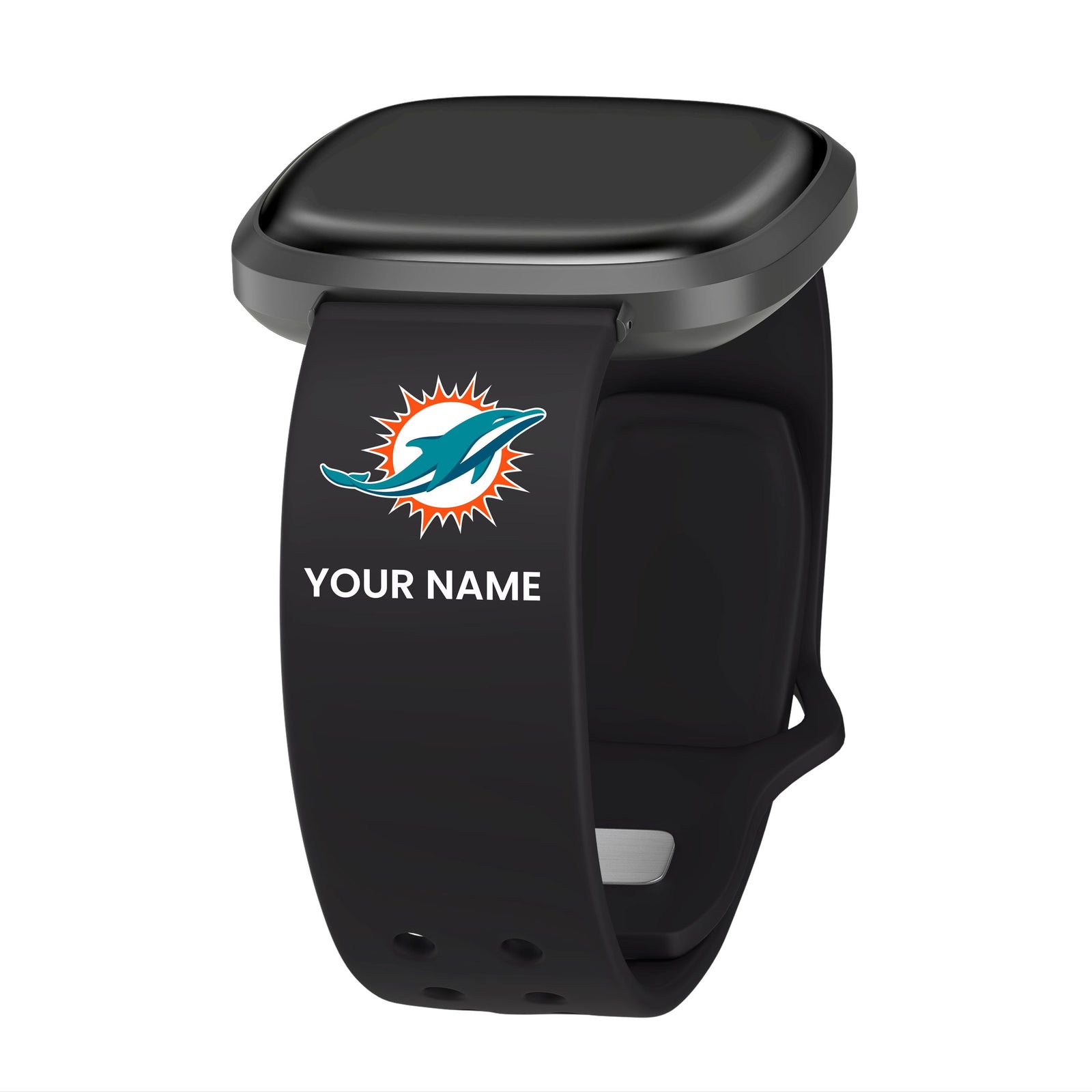 GAME TIME Miami Dolphins Custom Name HD FitBit Versa 3 & Sense Watch Band