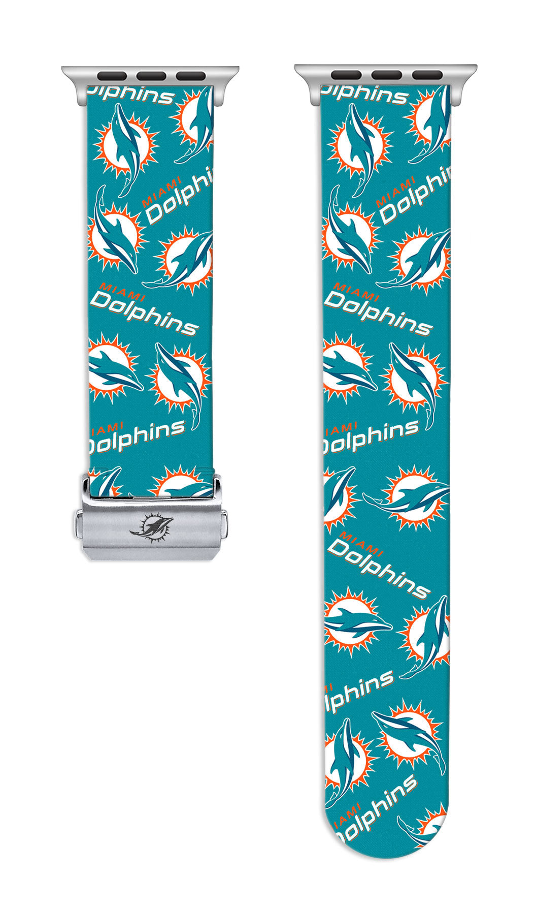 Miami Dolphins Full Print Watch Band With Engraved Buckle - AffinityBands