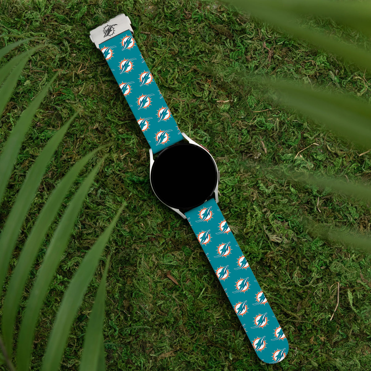 Game Time Miami Dolphins Signature Series Quick change Watch Band With Engraved Buckle