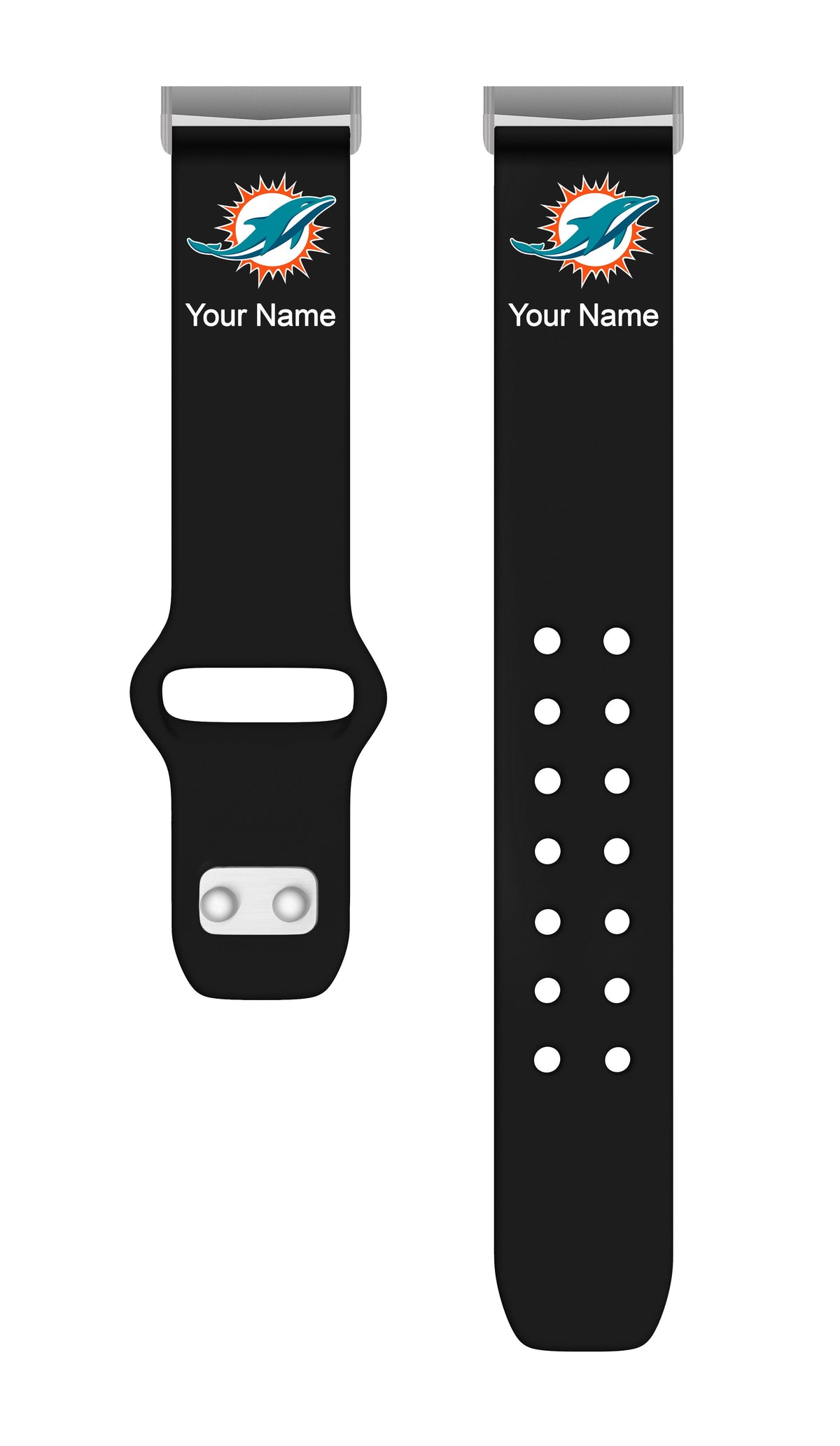 GAME TIME Miami Dolphins Custom Name HD FitBit Versa 3 &amp; Sense Watch Band