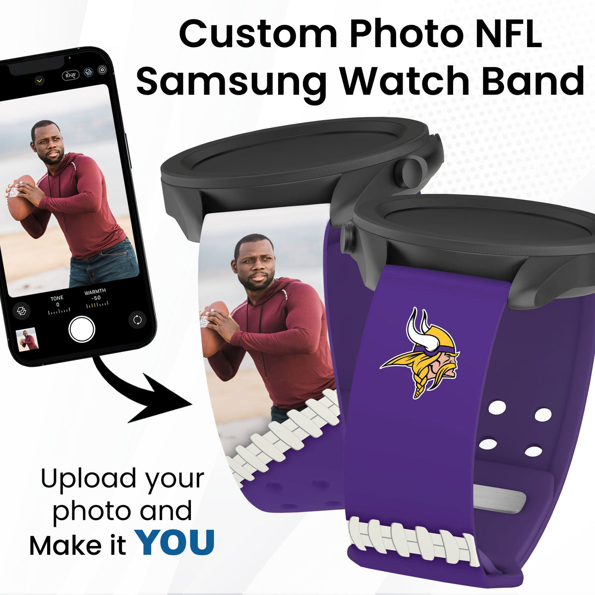 Minnesota Vikings Custom Photo HD Samsung Galaxy Watch Band