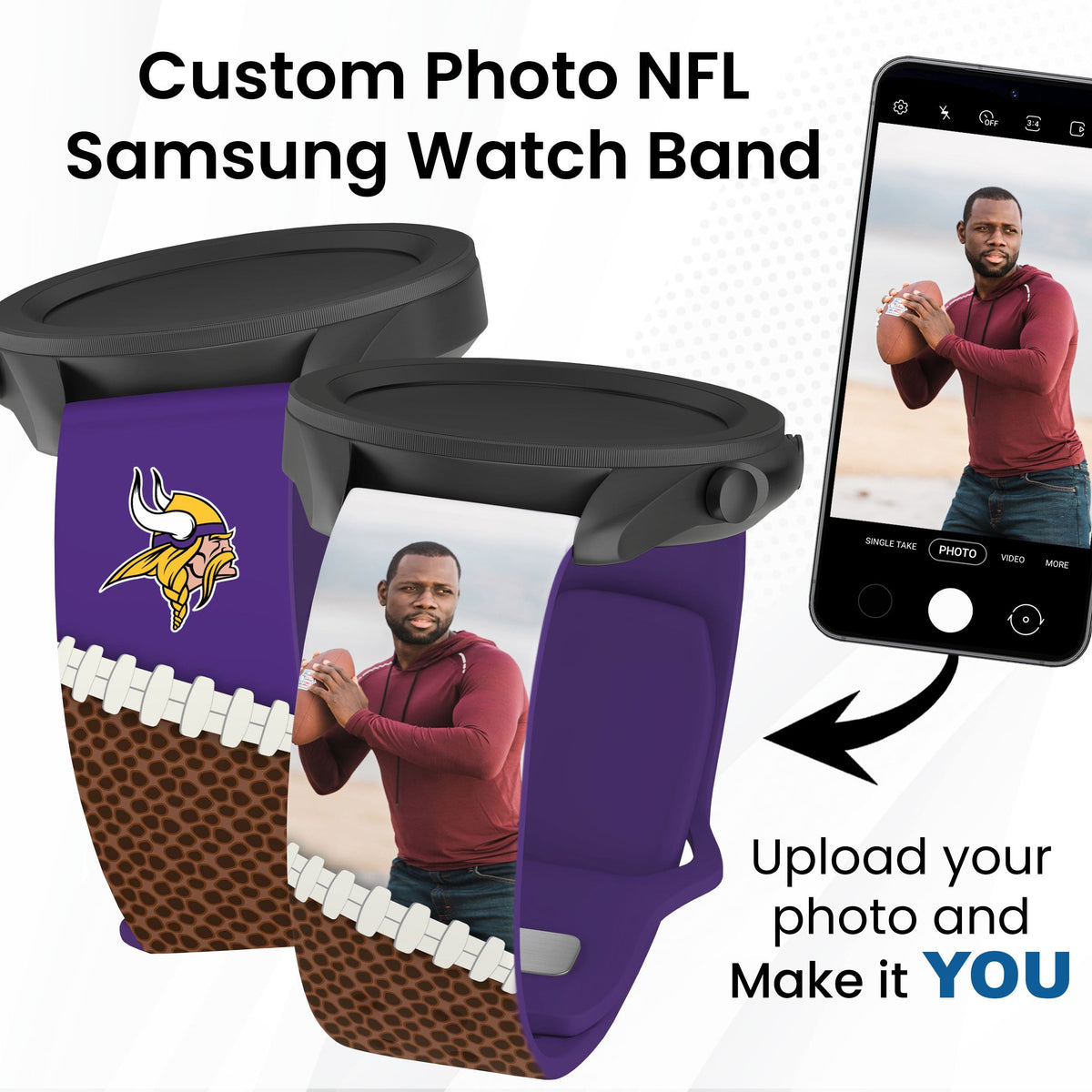 Minnesota Vikings Custom Photo HD Samsung Galaxy Watch Band