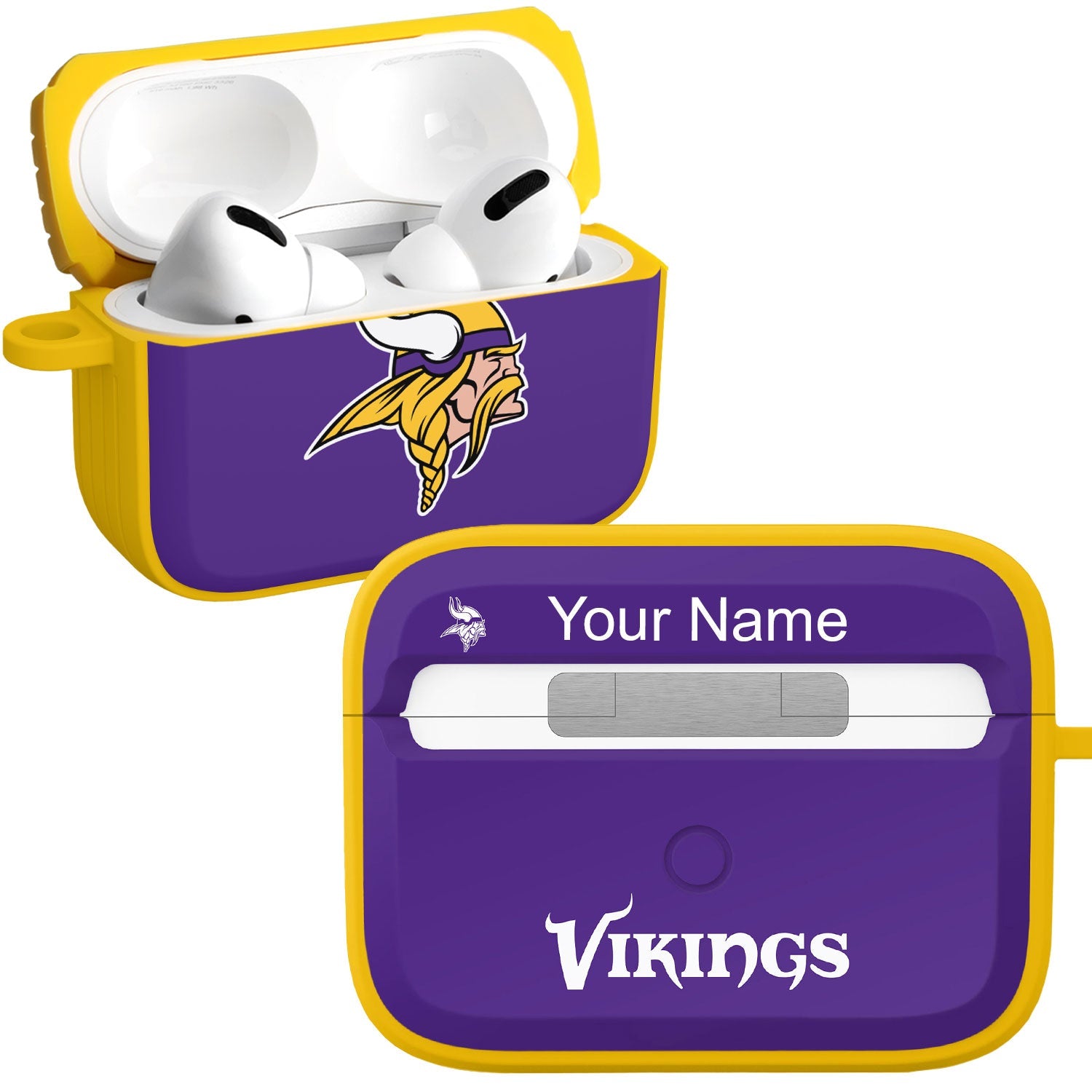 Minnesota Vikings HDX Custom Name Apple AirPods Pro 1 & 2 Case Cover (Classic)