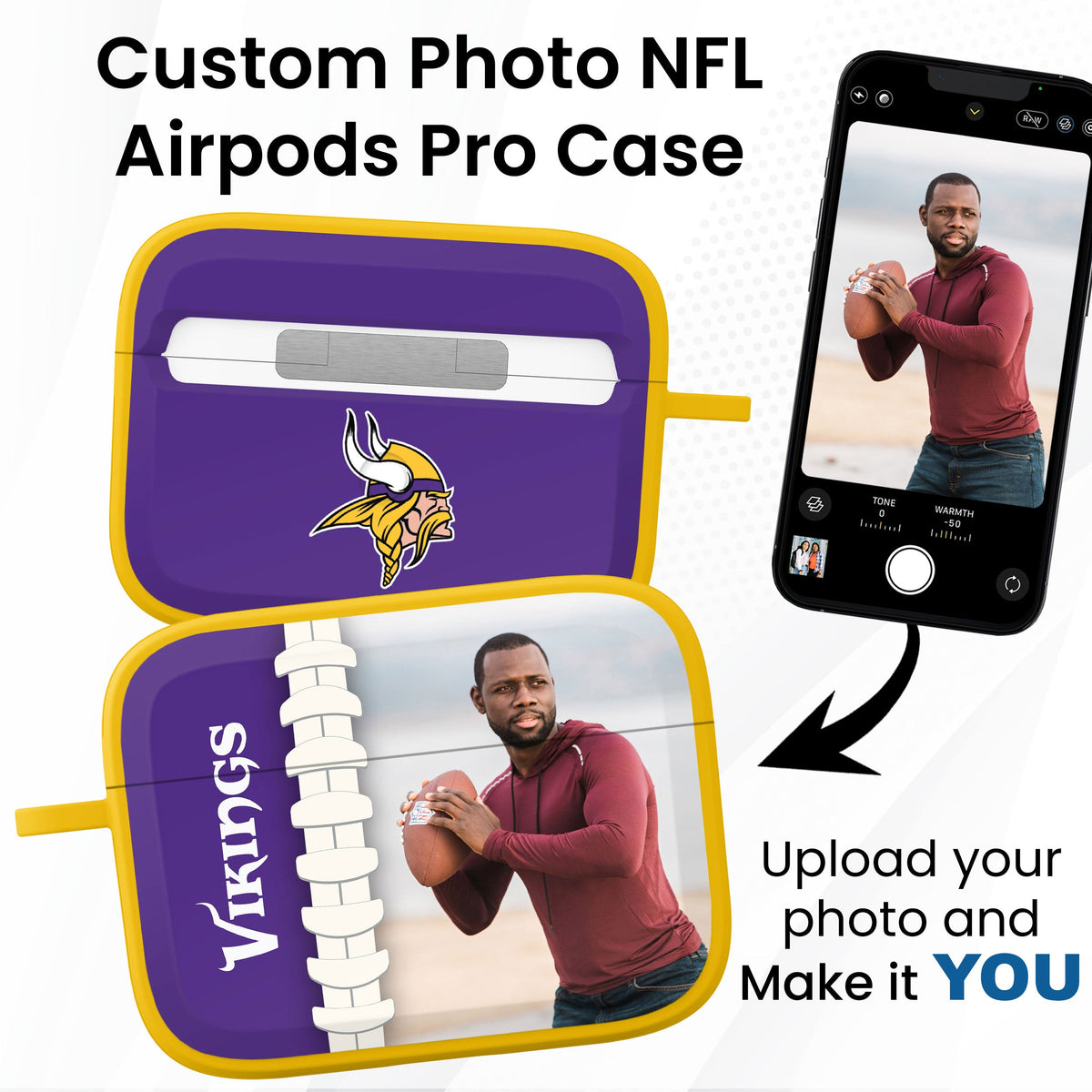 Minnesota Vikings Custom Photo HDX Apple AirPods Pro 1 &amp; 2 Case Cover