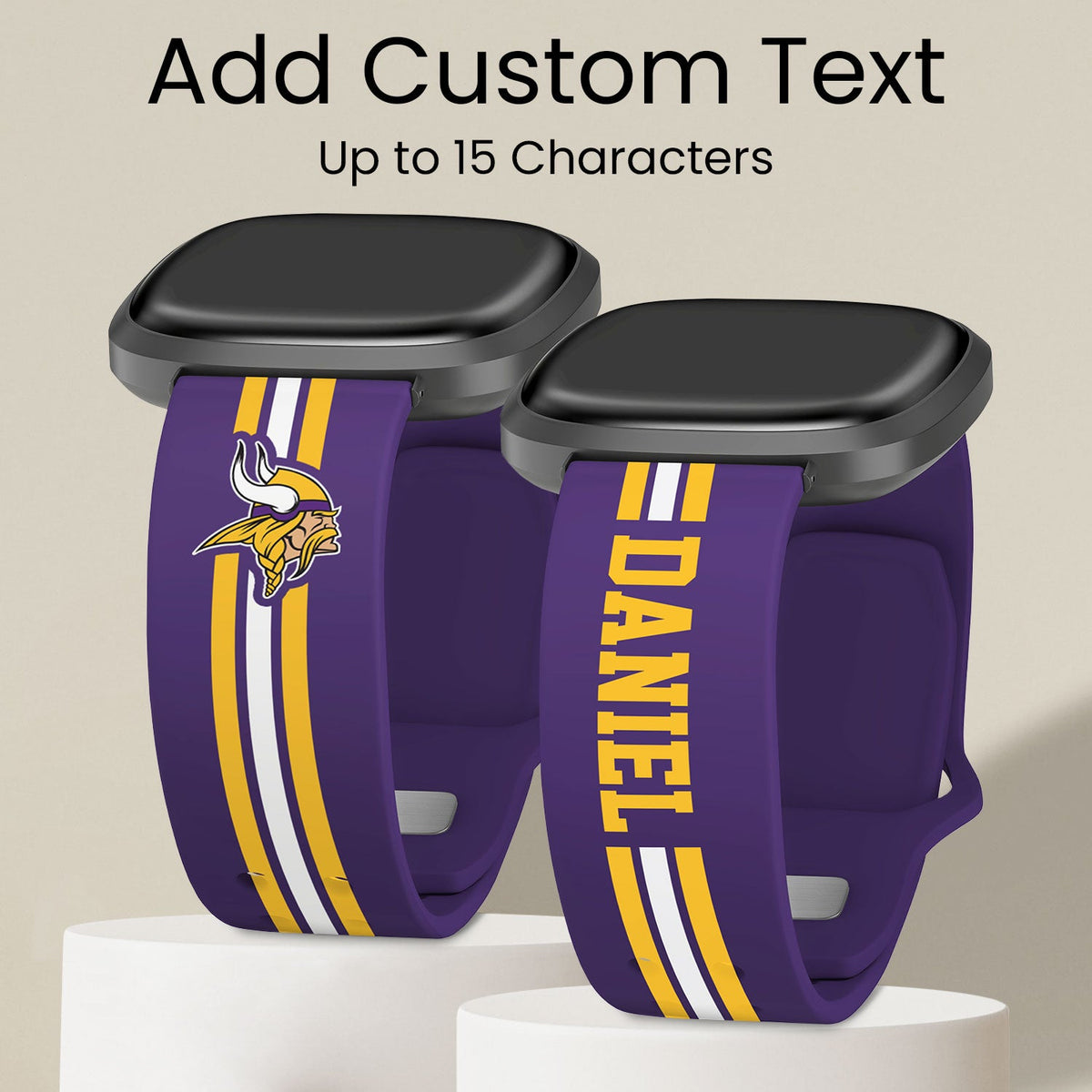 Minnesota Vikings Custom Name HD Fitbit Versa 3 and Sense 1 Watch Band