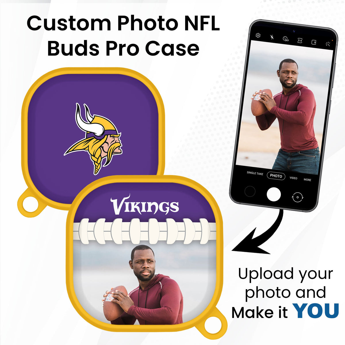 Minnesota Vikings Custom Photo HDX Samsung Galaxy Buds Pro &amp; Buds Live Case Cover