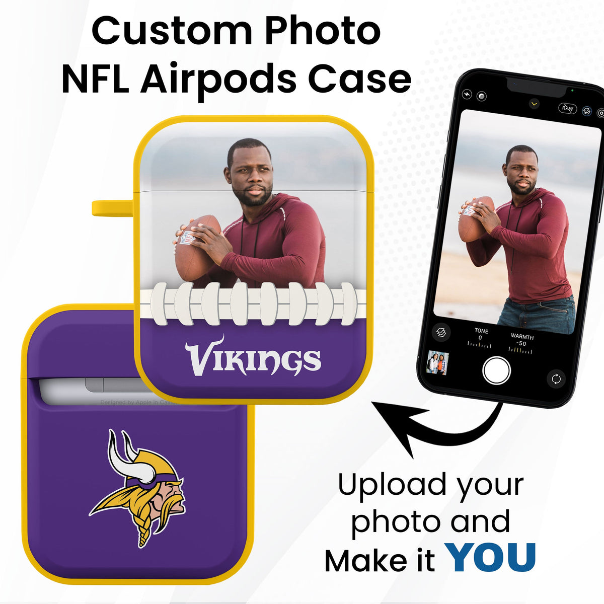 Minnesota Vikings Custom Photo HDX Apple AirPods Gen 1 &amp; 2 Case Cover