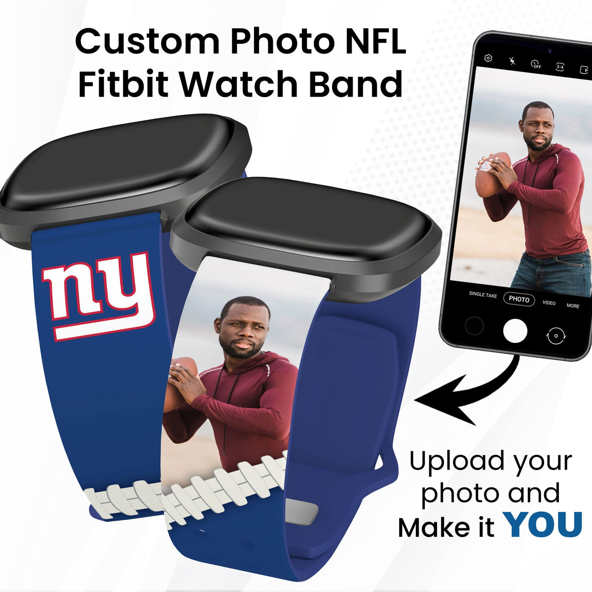 New York Giants Custom Photo HD Fitbit Versa 3 &amp; Sense 1 Watch Band