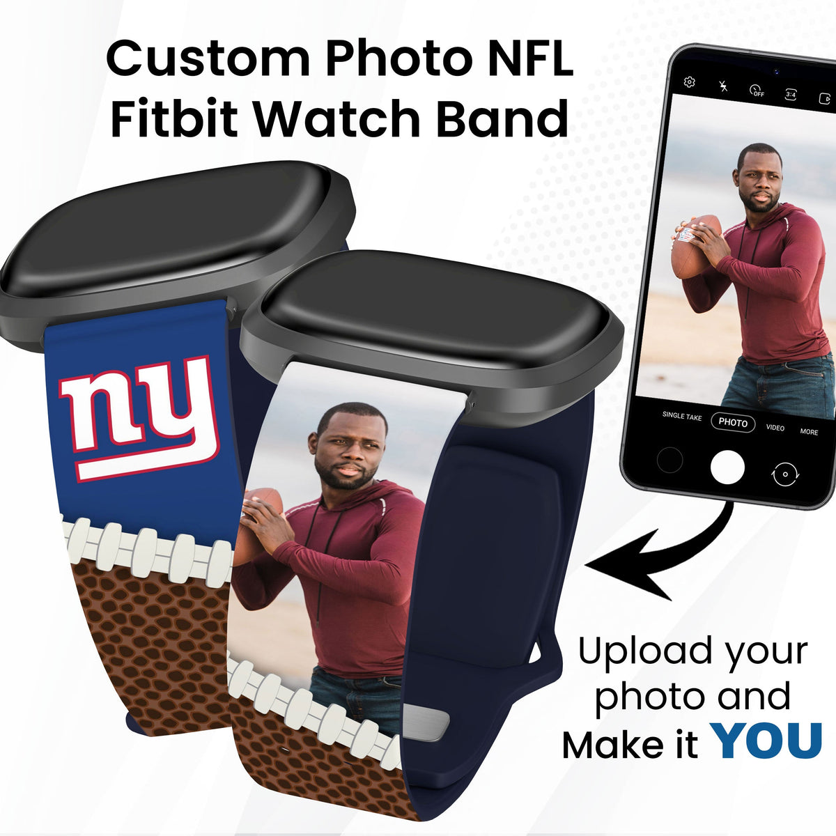 New York Giants Custom Photo HD Fitbit Versa 3 &amp; Sense 1 Watch Band