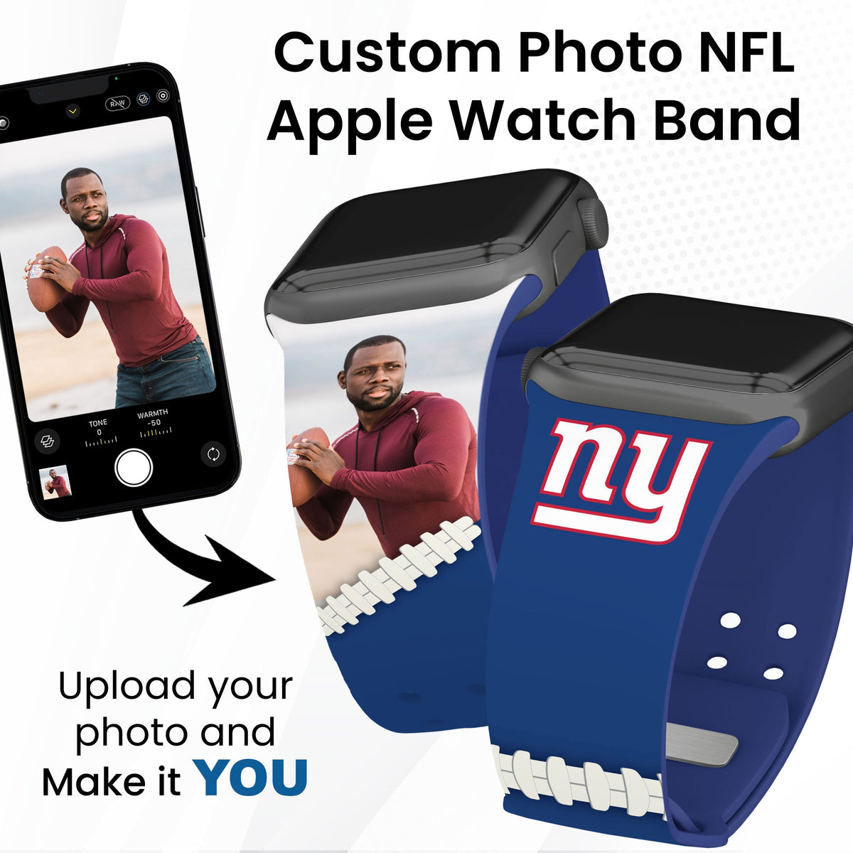 New York Giants Custom Photo HD Apple Watch Band