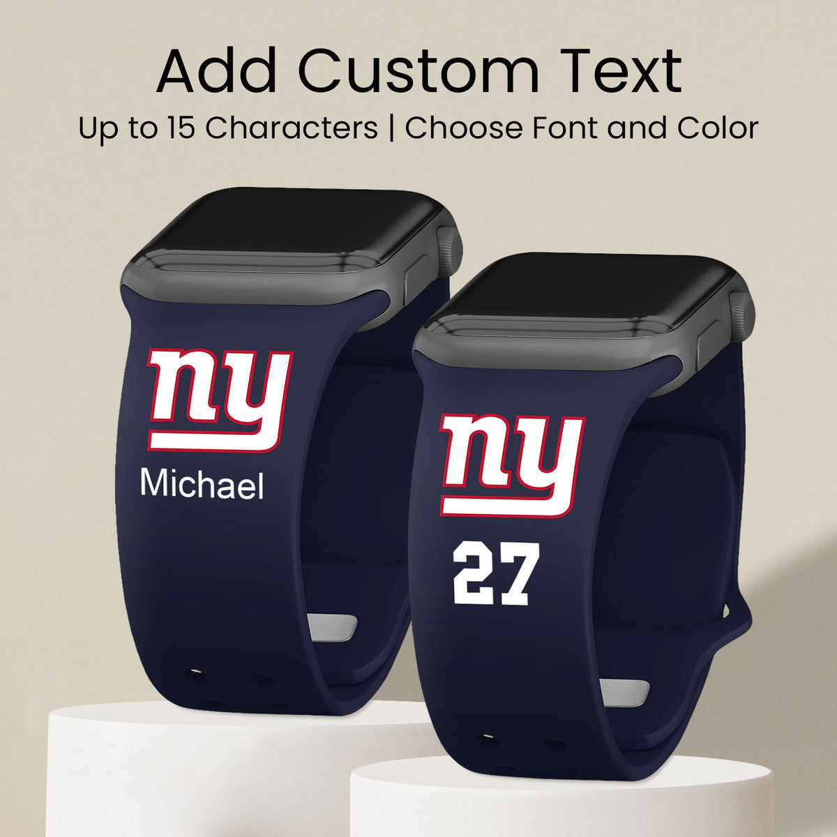 New York Giants Custom Name HD Apple Watch Band