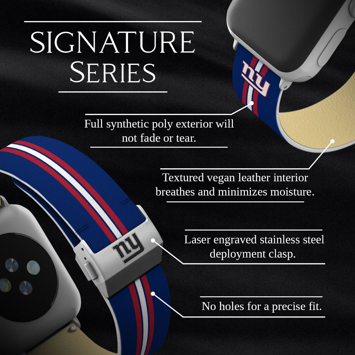 Game Time New York Giants Signature Series Apple Watch Band With Engraved Buckle