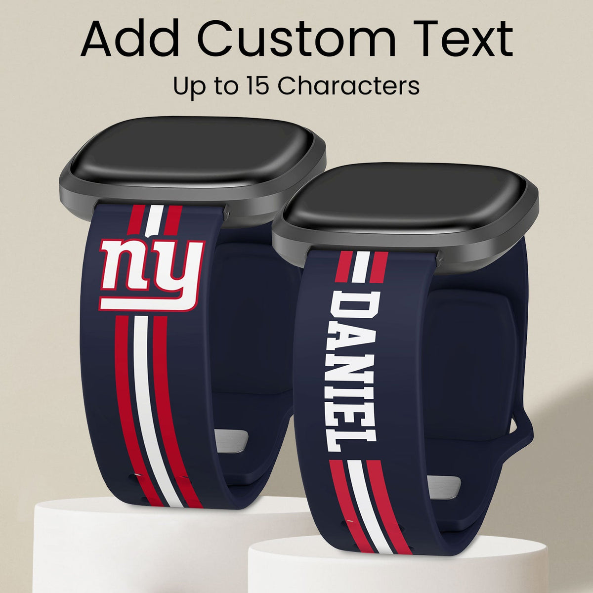 New York Giants Custom Name HD Fitbit Versa 3 and Sense 1 Watch Band