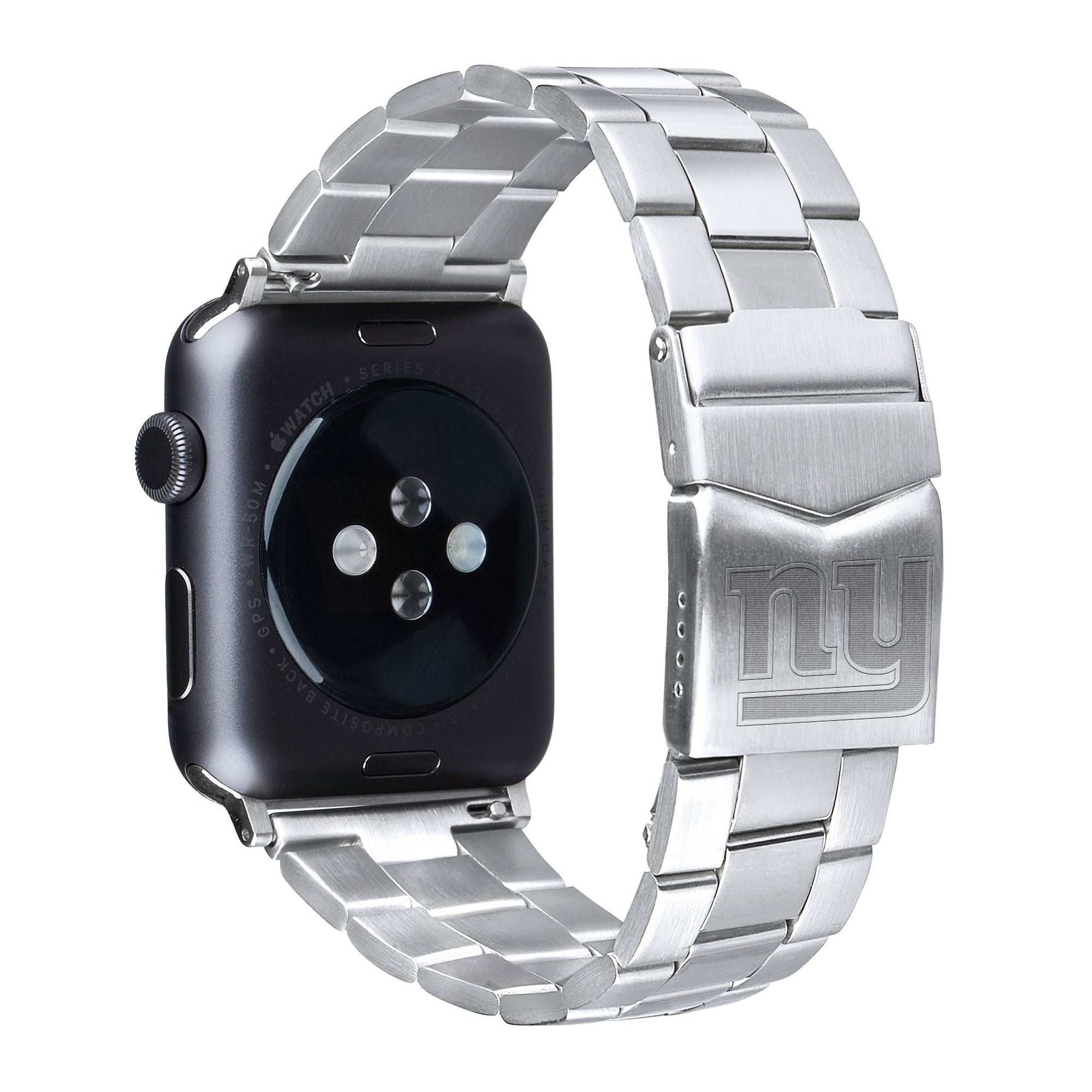 New York Giants Stainless Steel Link Style Apple Watch Band - Game Time Bands