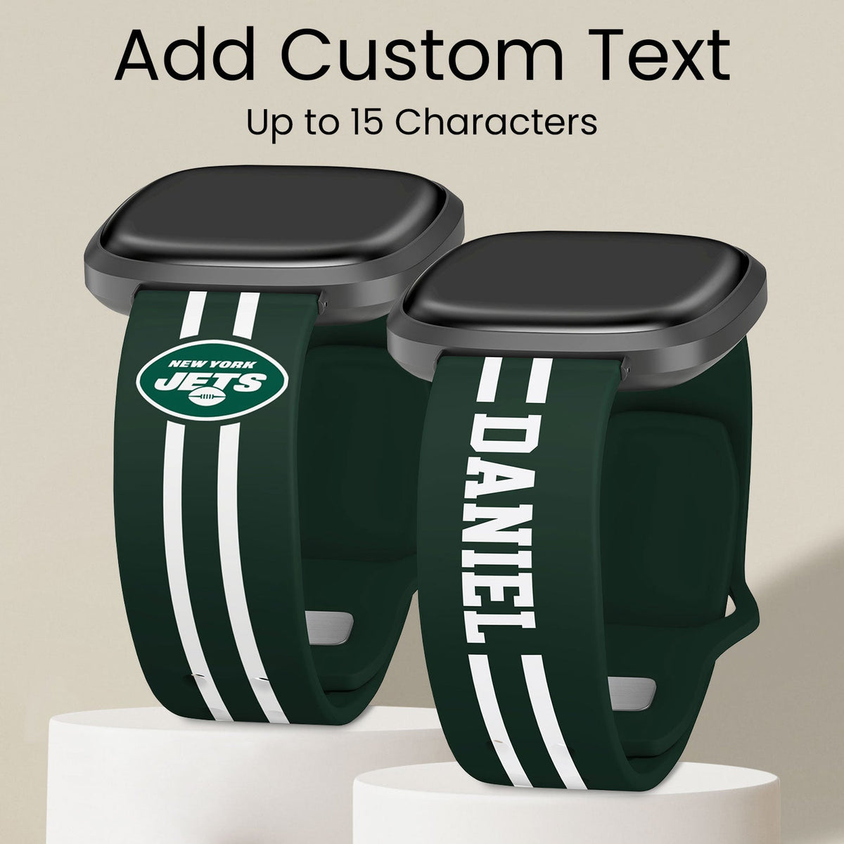 New York Jets Custom Name HD Fitbit Versa 3 and Sense Watch Band