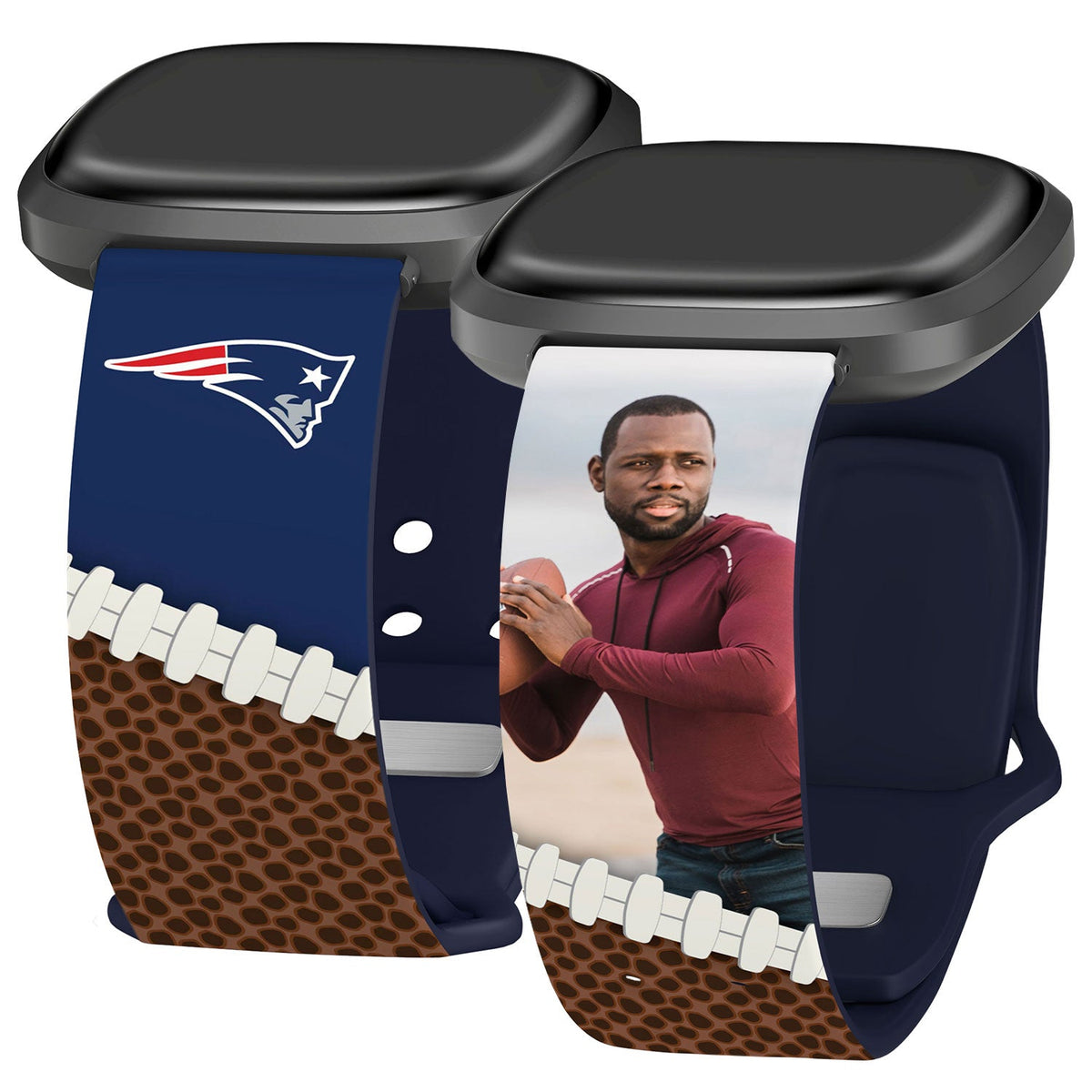 New England Patriots Custom Photo HD Fitbit Versa 3 &amp; Sense Watch Band