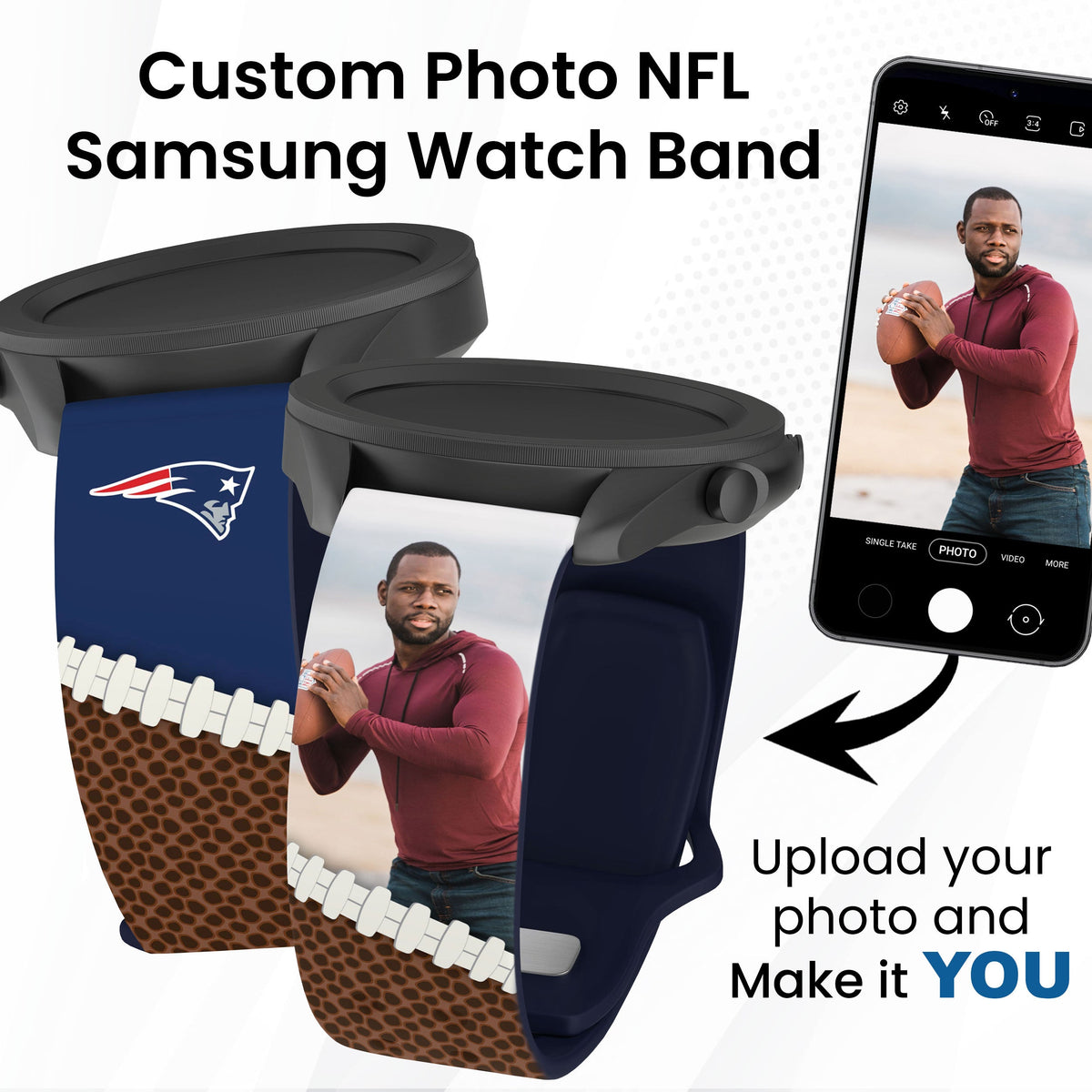 New England Patriots Custom Photo HD Samsung Galaxy Watch Band