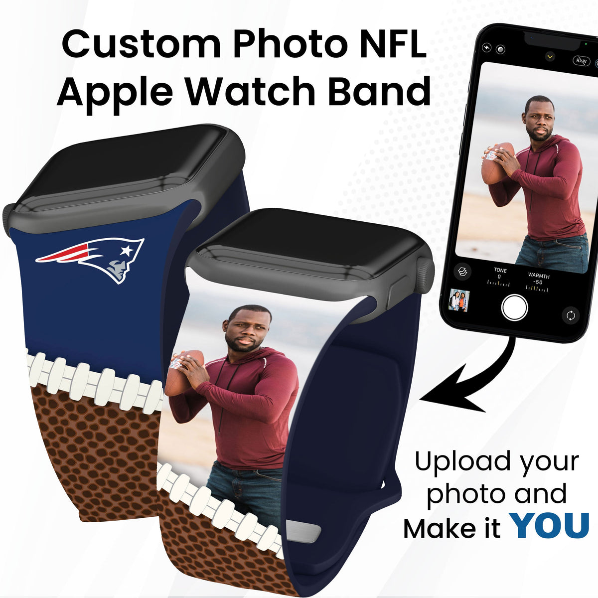New England Patriots Custom Photo HD Apple Watch Band