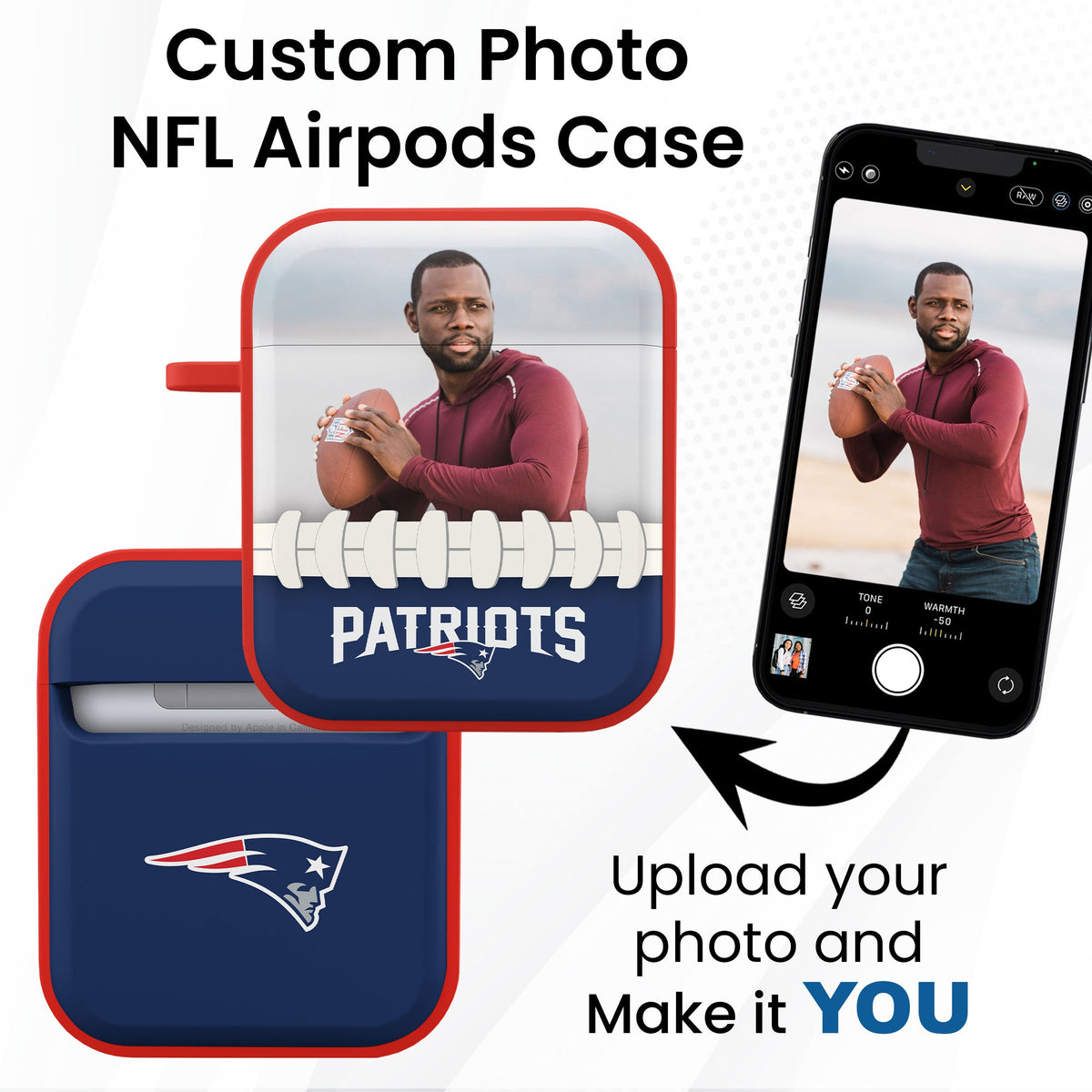 New England Patriots Custom Photo HDX Apple AirPods Gen 1 &amp; 2 Case Cover