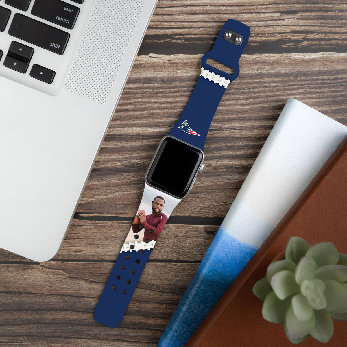 New England Patriots Custom Photo HD Apple Watch Band