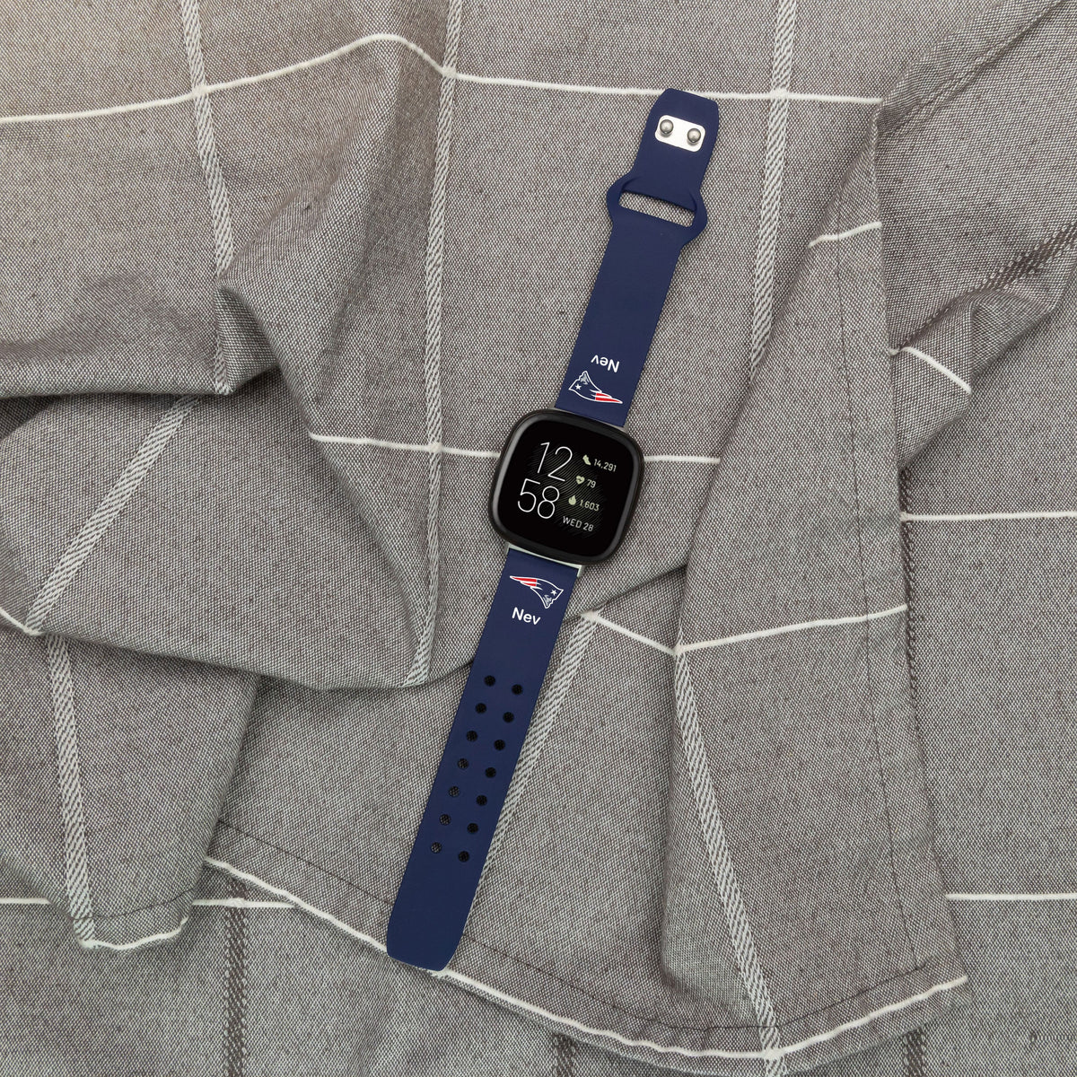 GAME TIME New England Patriots Custom Name HD FitBit Versa 3 &amp; Sense Watch Band