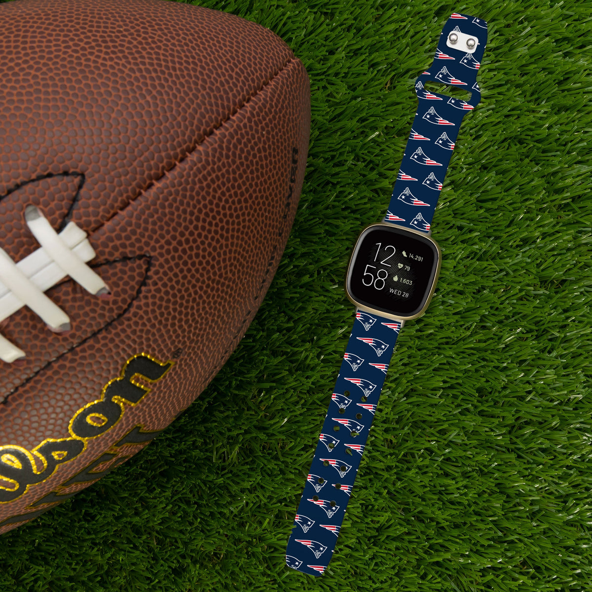 New England Patriots HD Fitbit Versa 3 and Sense Watch Band