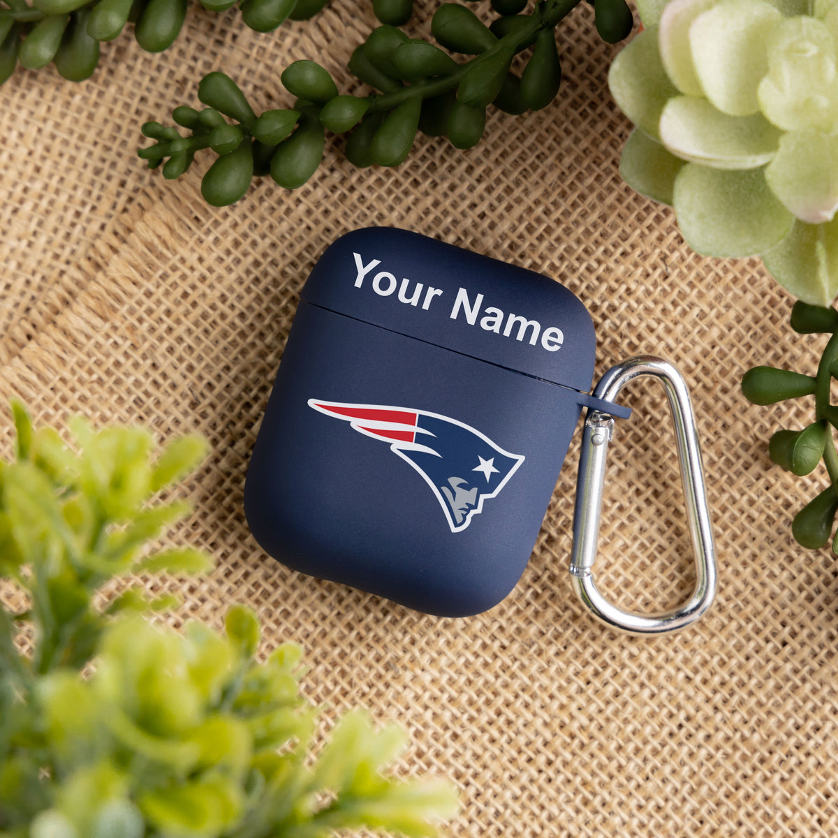 New England Patriots Custom Name HD Apple AirPods Gen 1 &amp; 2 Case Cover (Navy)