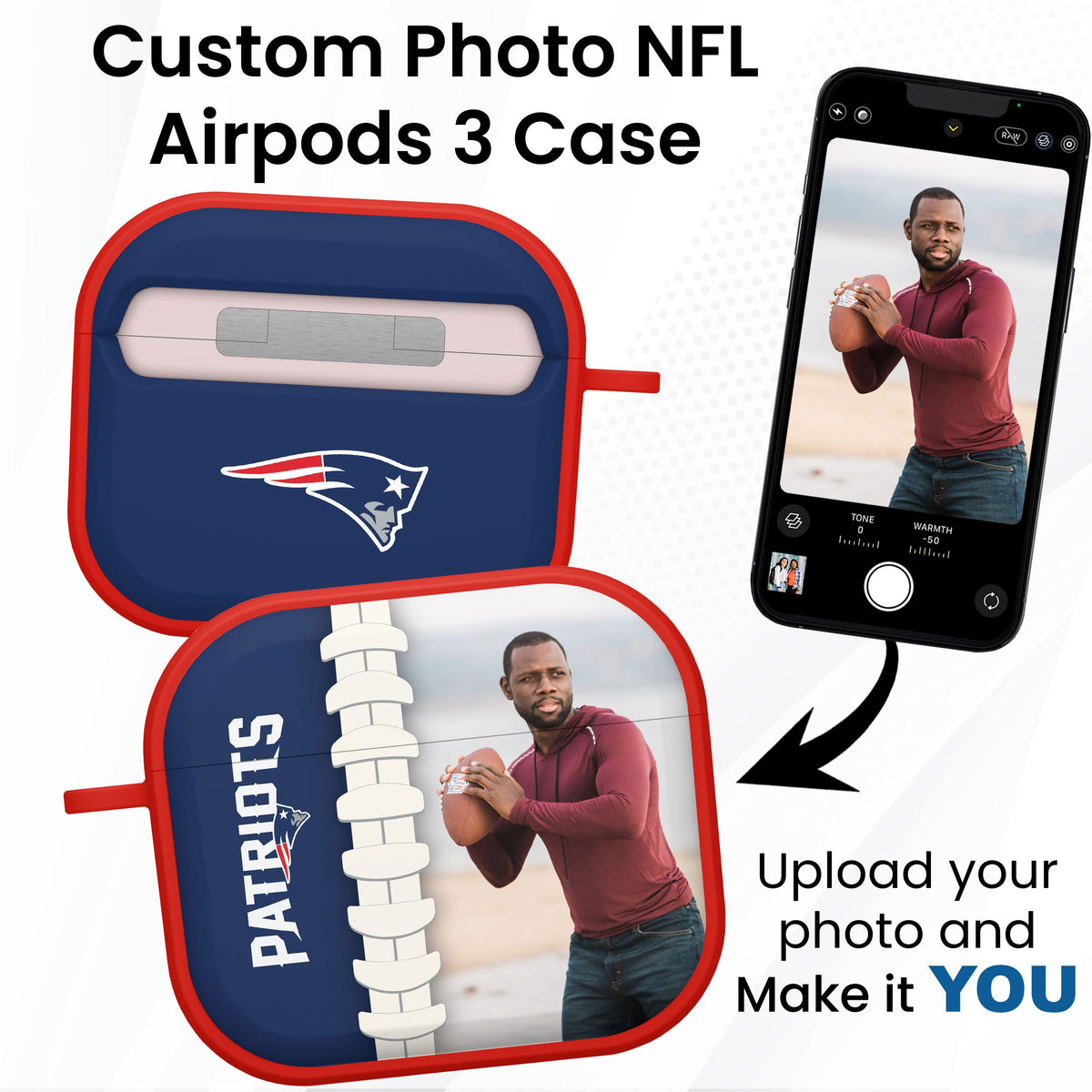 New England Patriots Custom Photo HDX Apple AirPods Gen 3 Case Cover