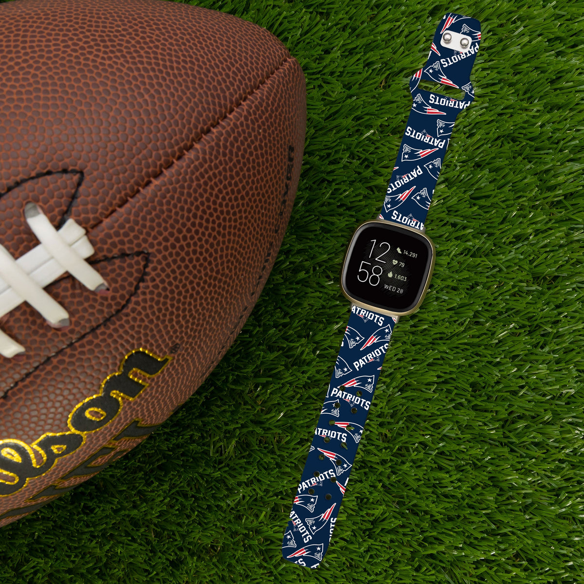 New England Patriots HD Fitbit Versa 3 and Sense Watch Band