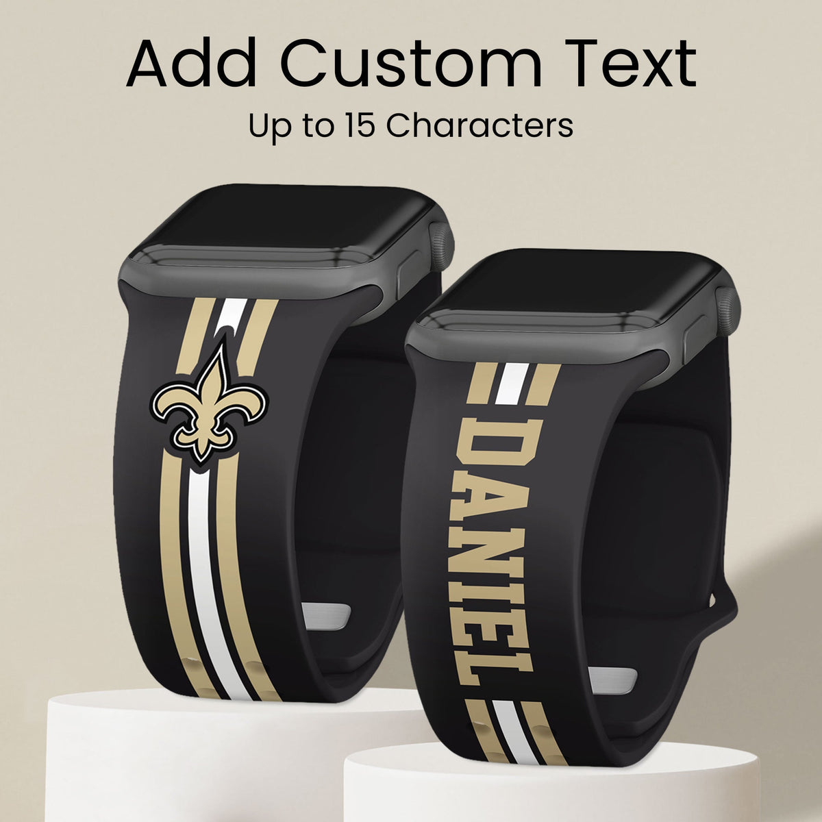 New Orleans Saints Custom Name HD Apple Watch Band
