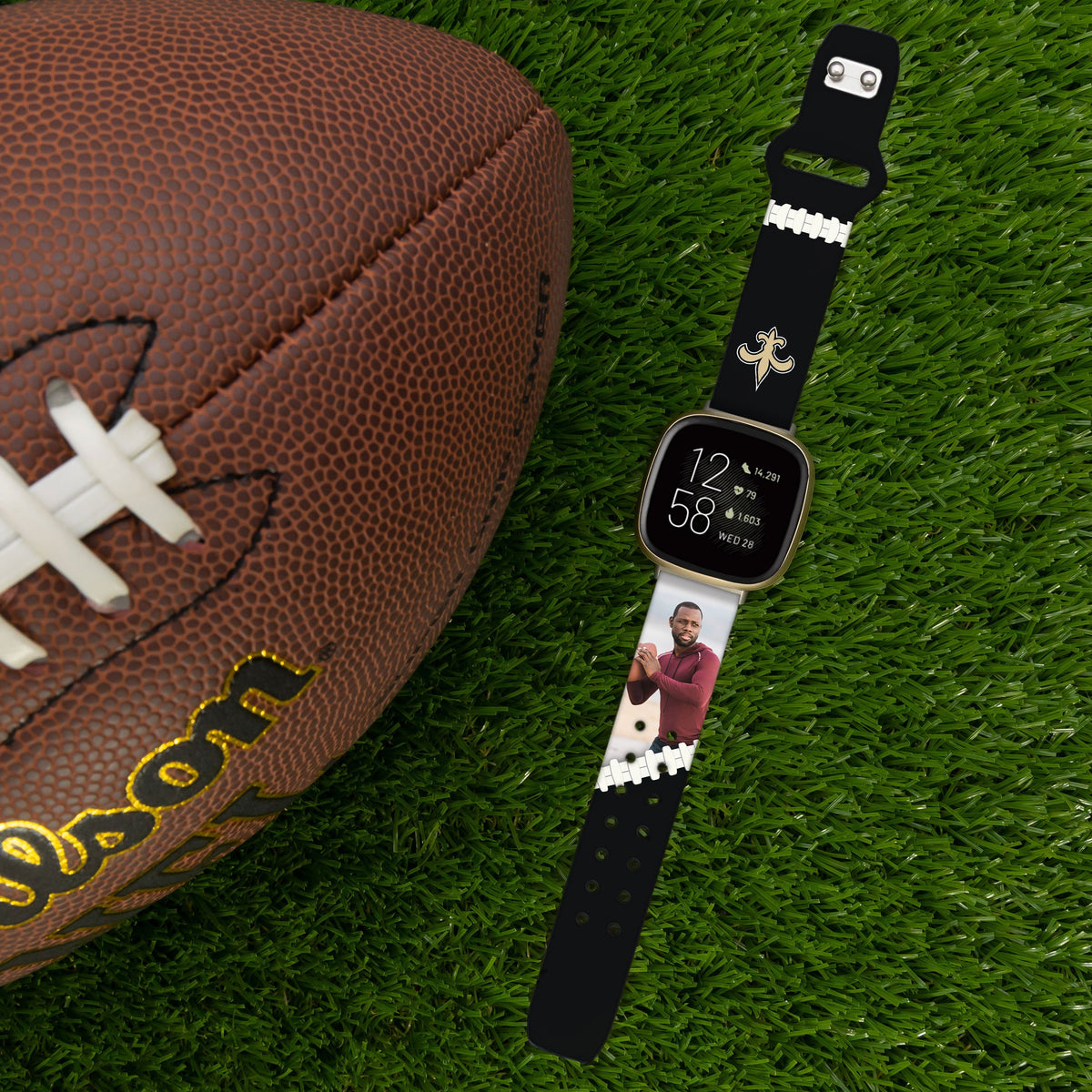 New Orleans Saints Custom Photo HD Fitbit Versa 3 &amp; Sense 1 Watch Band