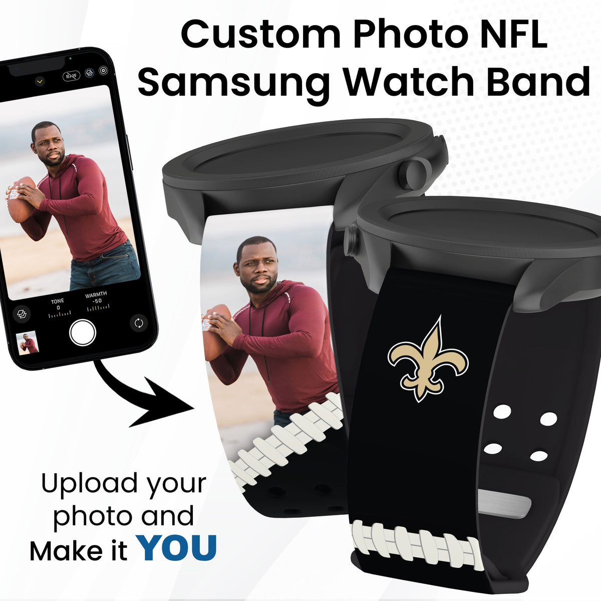 New Orleans Saints Custom Photo HD Samsung Galaxy Watch Band
