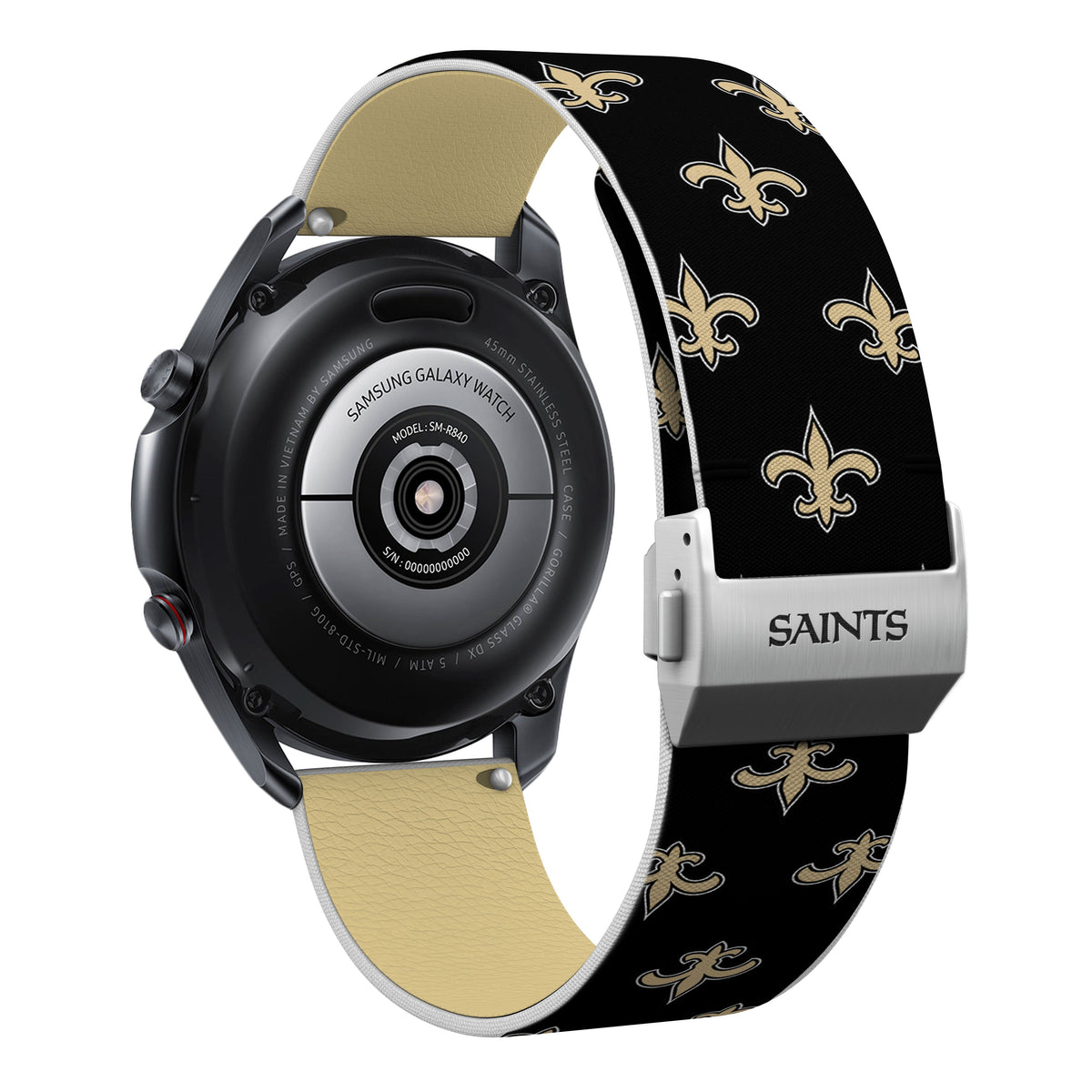 New Orleans Saints Full Print Quick Change Watch Band With Engraved Buckle - AffinityBands