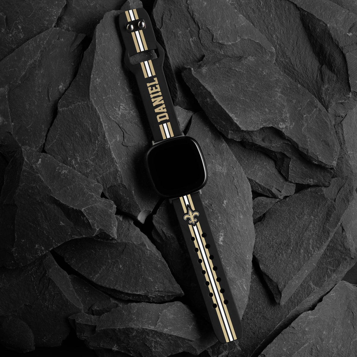 New Orleans Saints Custom Name HD Fitbit Versa 3 and Sense 1 Watch Band