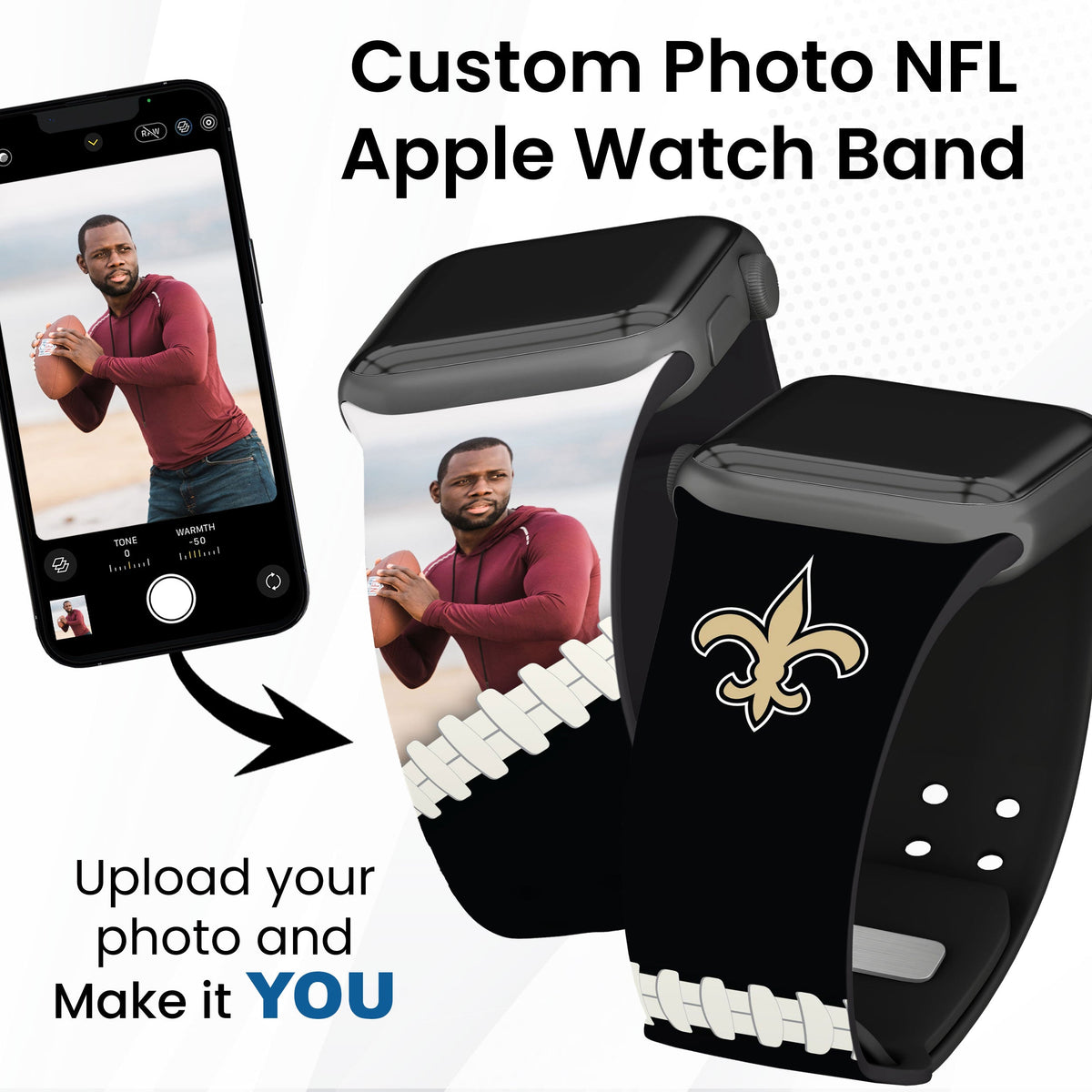 New Orleans Saints Custom Photo HD Apple Watch Band