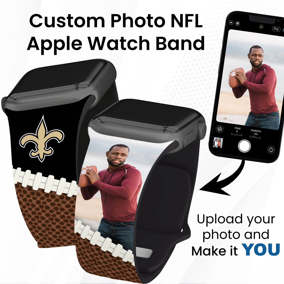 New Orleans Saints Custom Photo HD Apple Watch Band