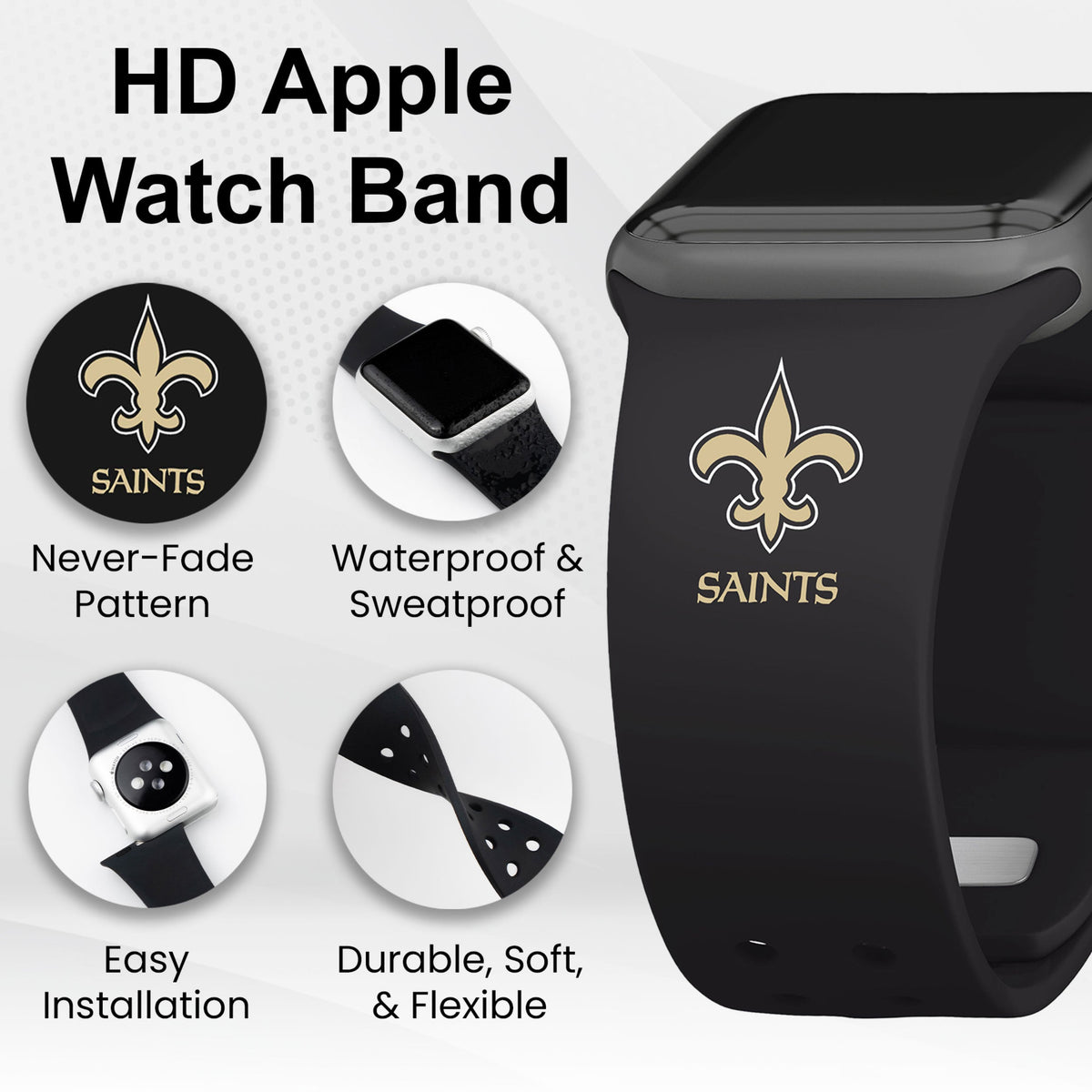 GAME TIME New Orleans Saints HD Elite Edition Apple Watch Band